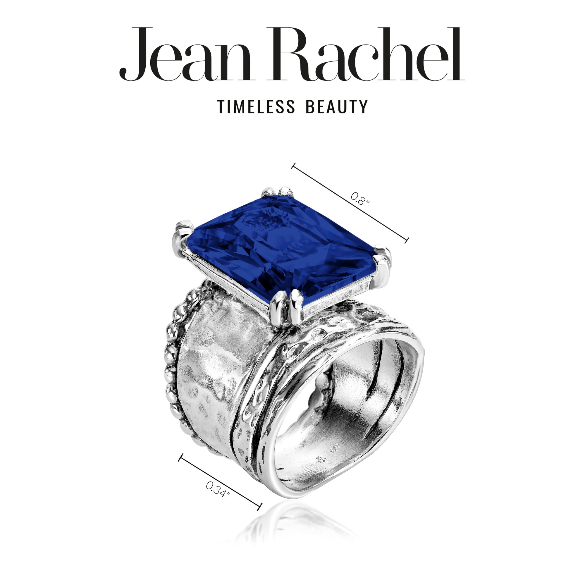 Bold Sterling Silver Octagon Sapphire CZ Ring