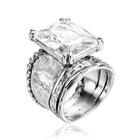Anello in argento sterling con ottagono e zirconi cubici