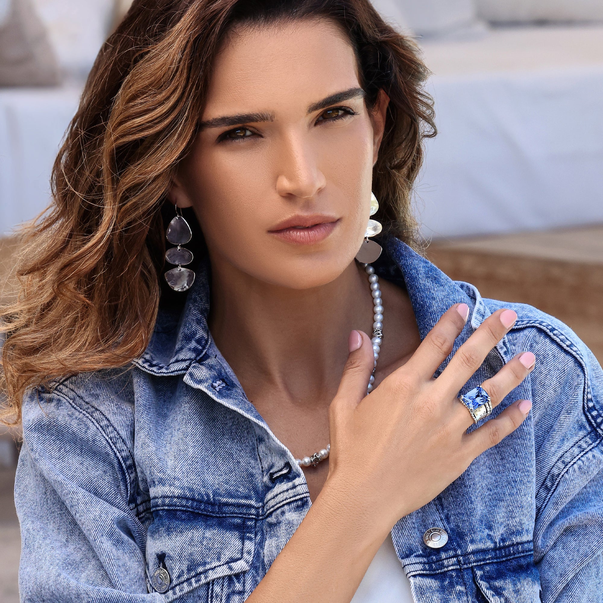 Bold Sterling Silver Octagon Tanzanite CZ Ring