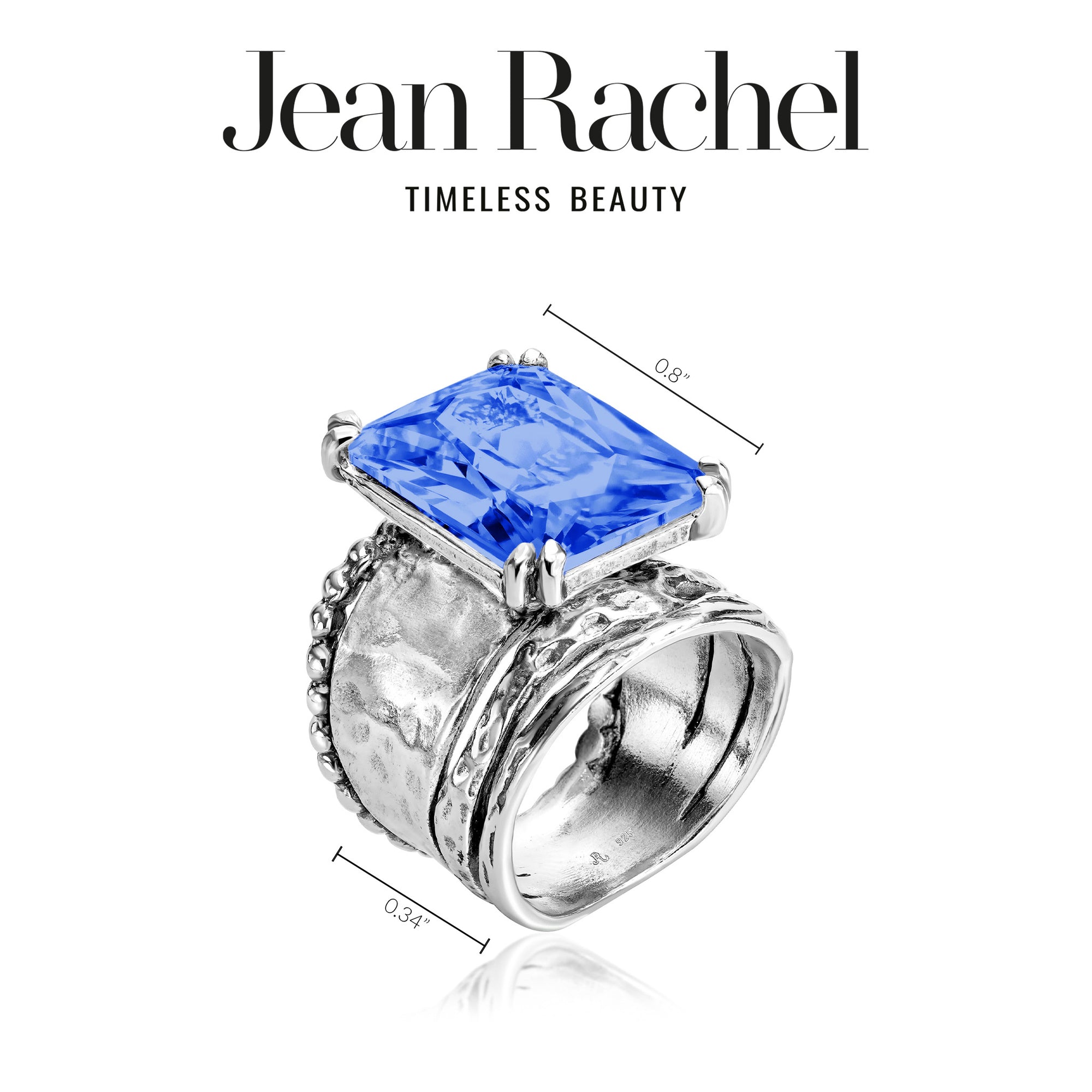 Bold Sterling Silver Octagon Tanzanite CZ Ring