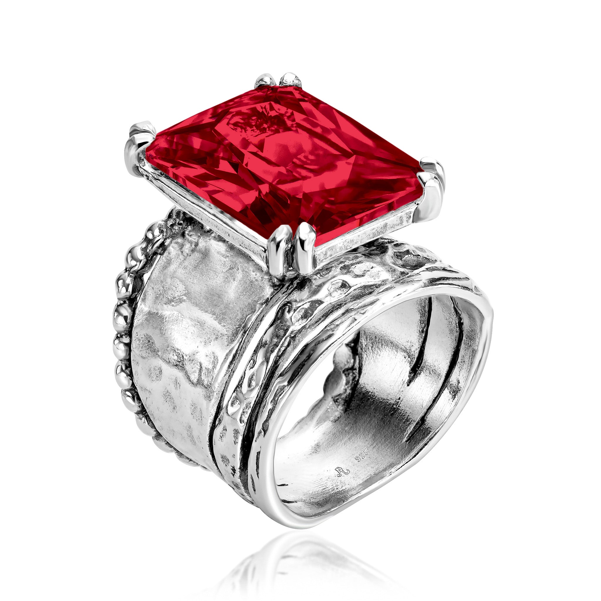 Bold Sterling Silver Octagon Ruby CZ Ring – Jean Rachel Jewelry
