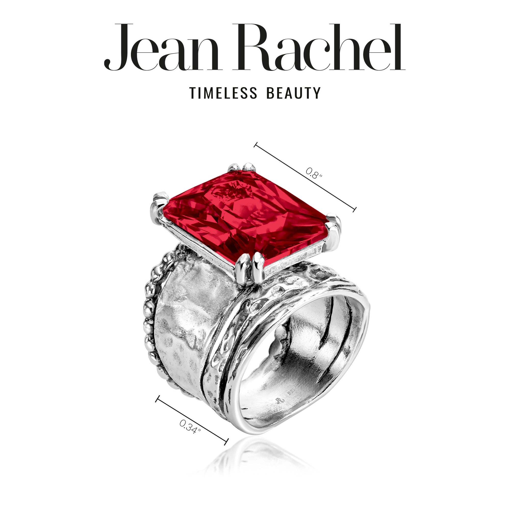 Bold Sterling Silver Octagon Ruby CZ Ring