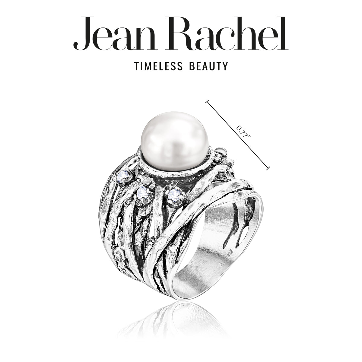 Sterling Silver Pearl CZ Ring