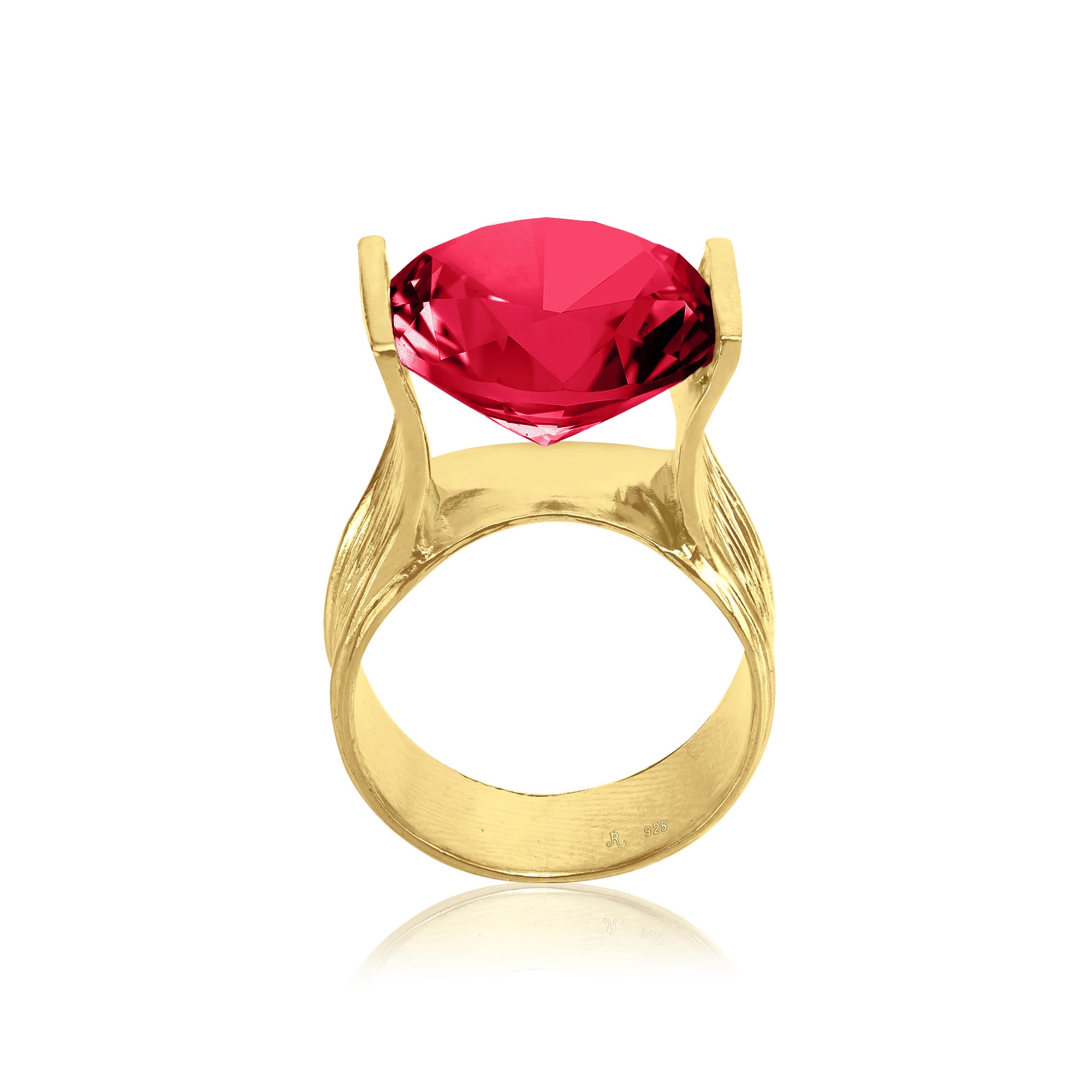 14K Gold Over Sterling Silver Ruby CZ Ring