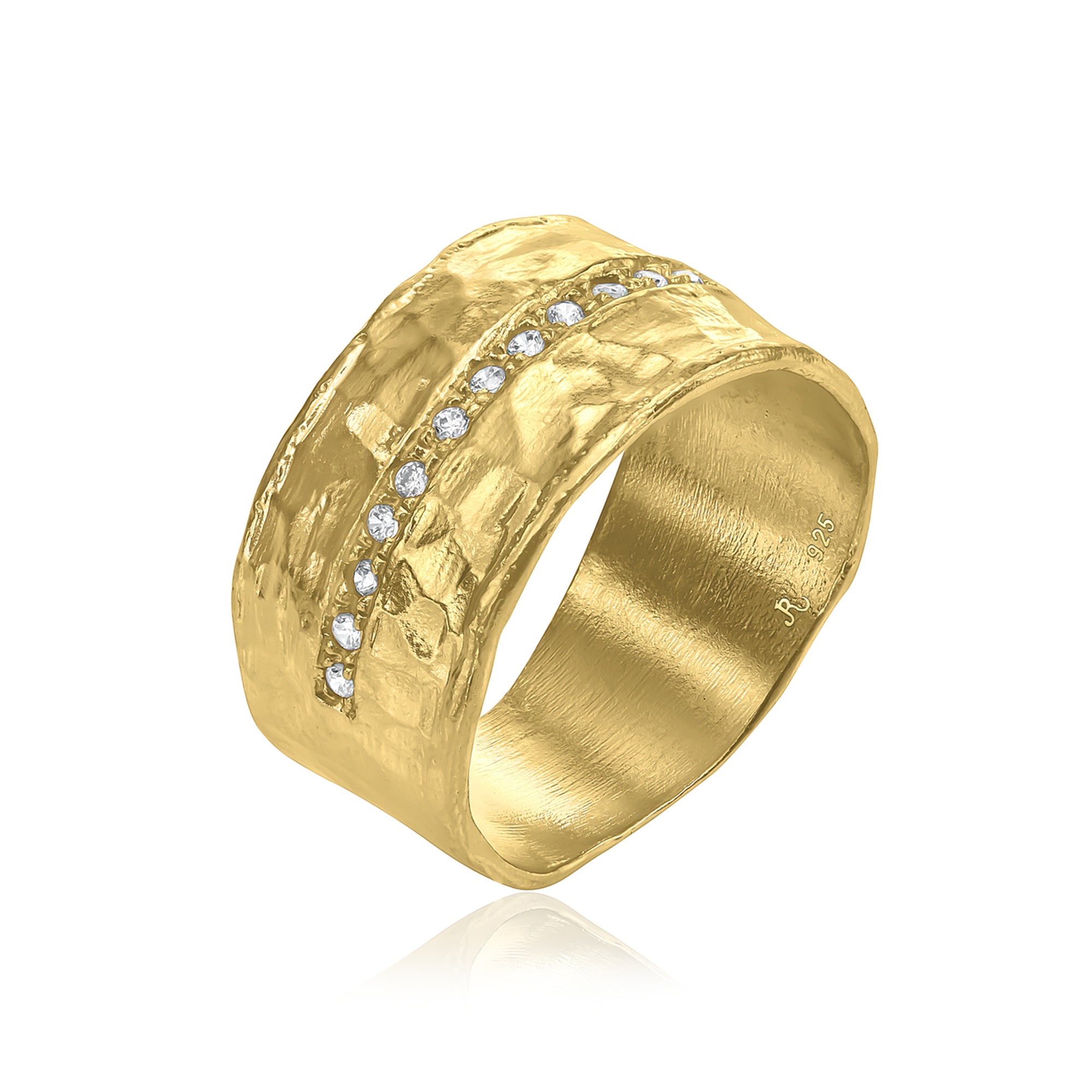 14K Gold Over Sterling Silver Half Eternity CZ Ring