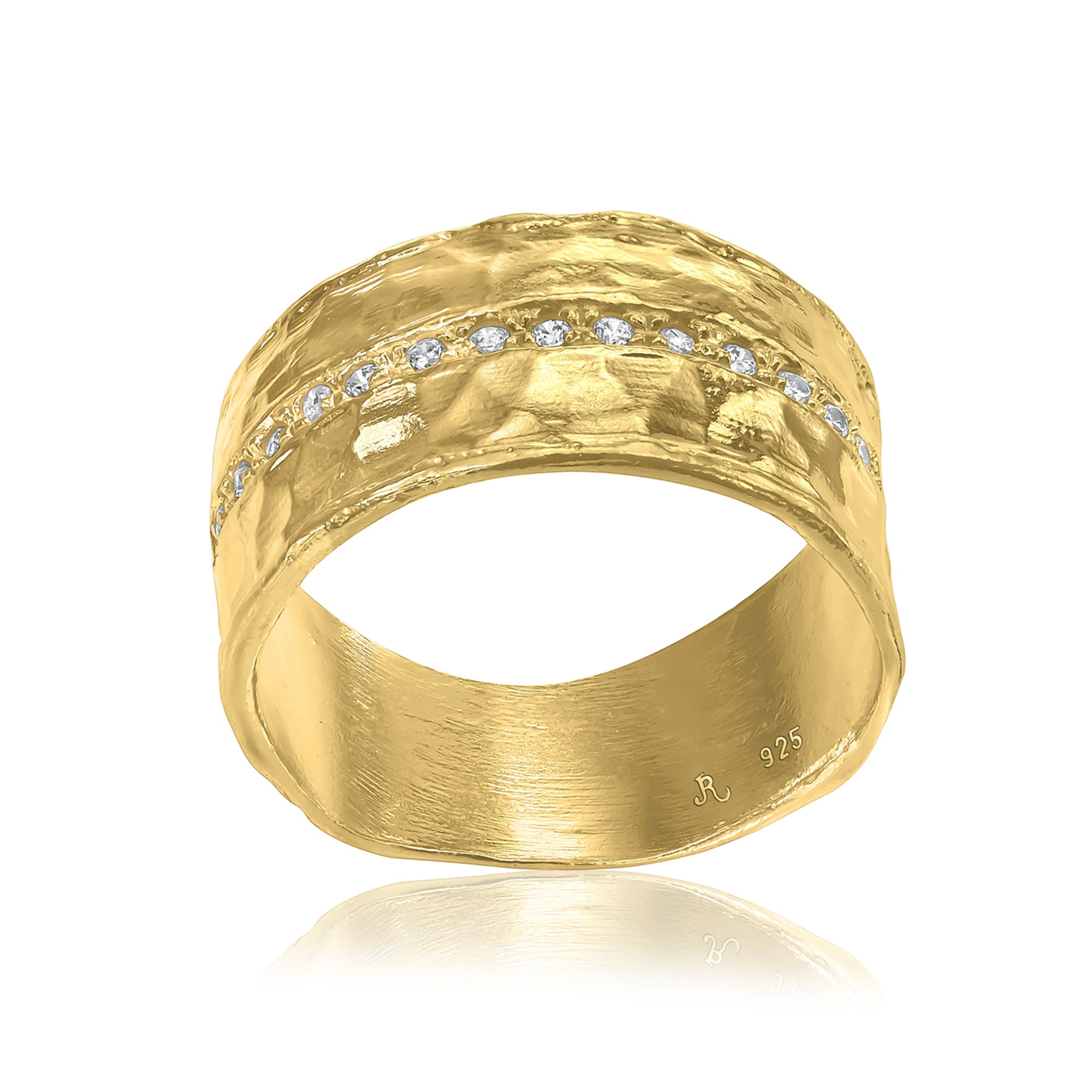 14K Gold Over Sterling Silver Half Eternity CZ Ring