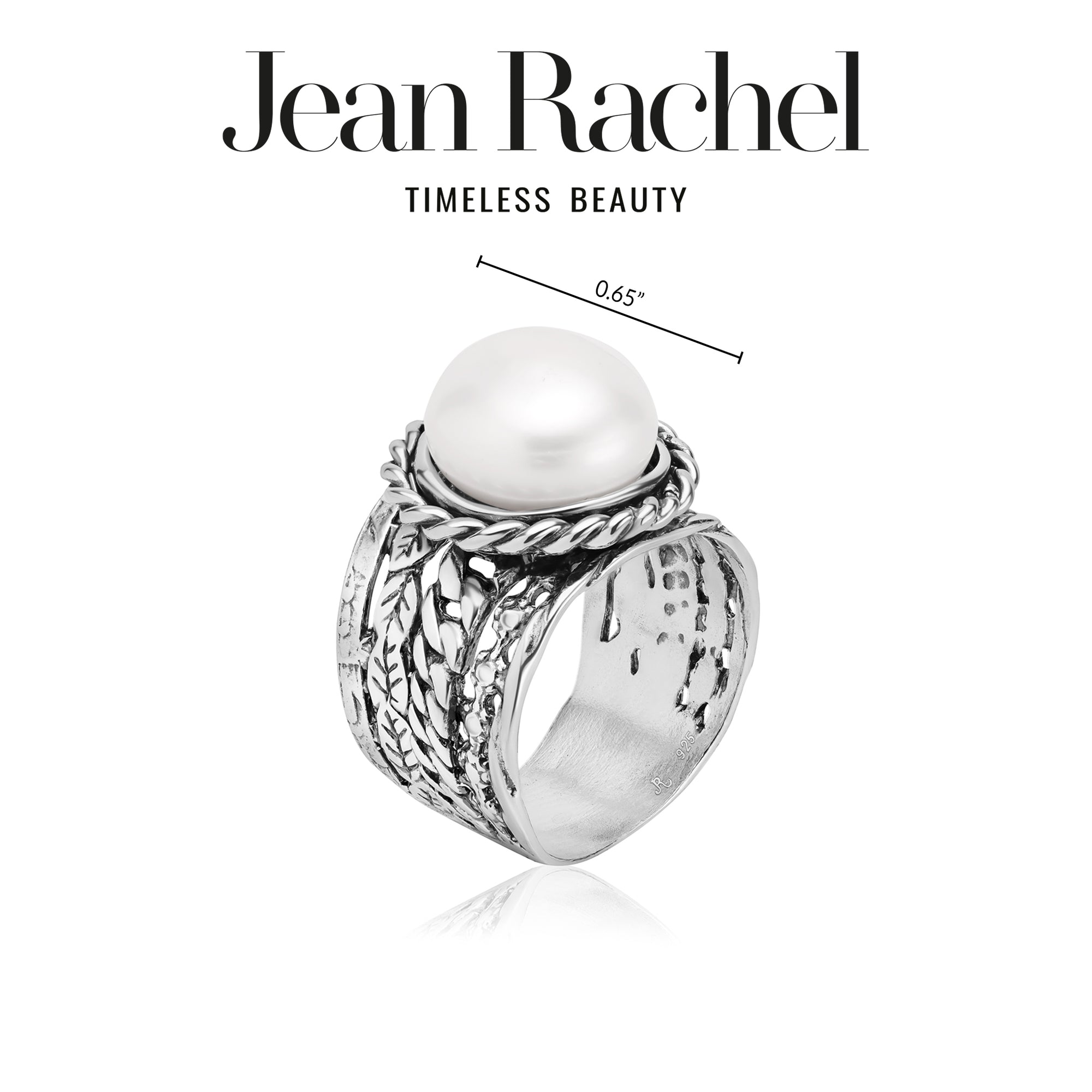 Sterling Silver Pearl Braid Leaf Ring