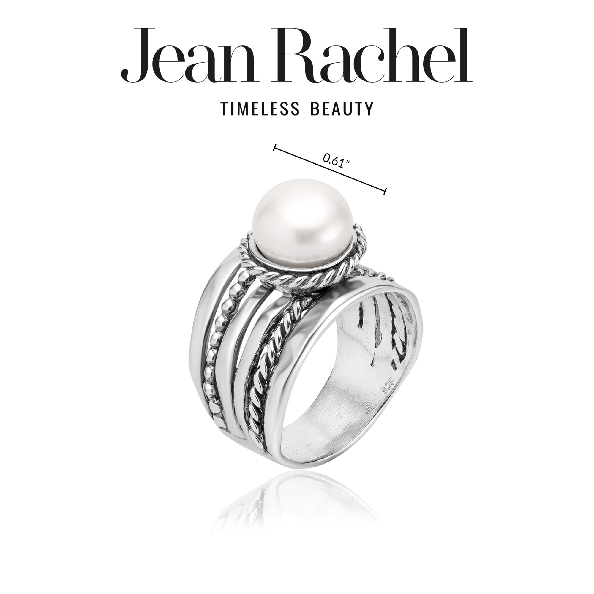 Sterling Silver Pearl Beaded Rope Ring