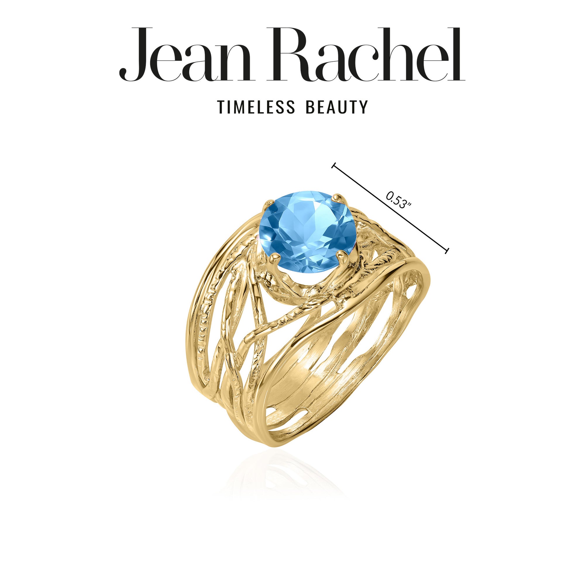 14K Gold Blue Topaz Wire Wrap Ring