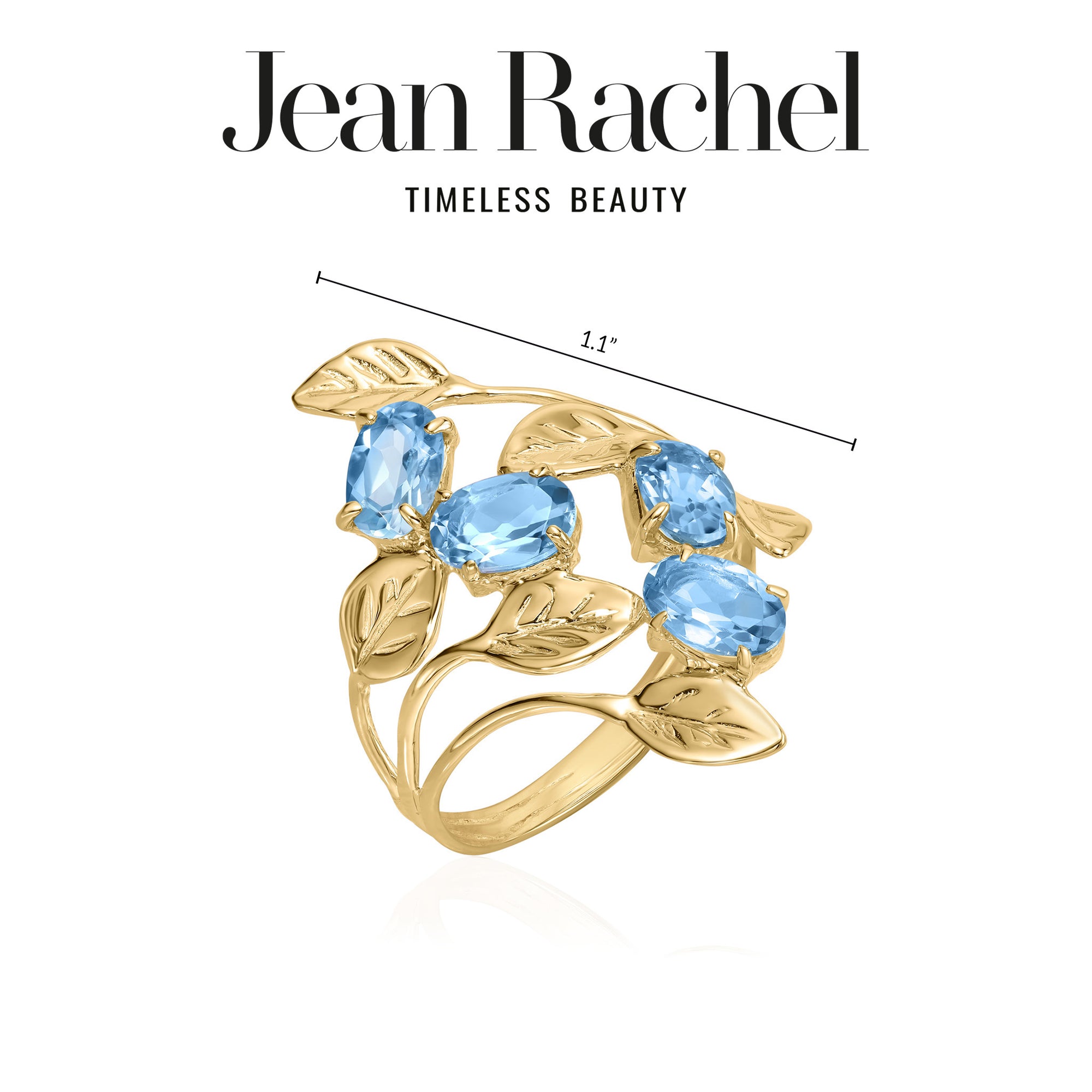 14K Gold Blue Topaz Leaf Ring