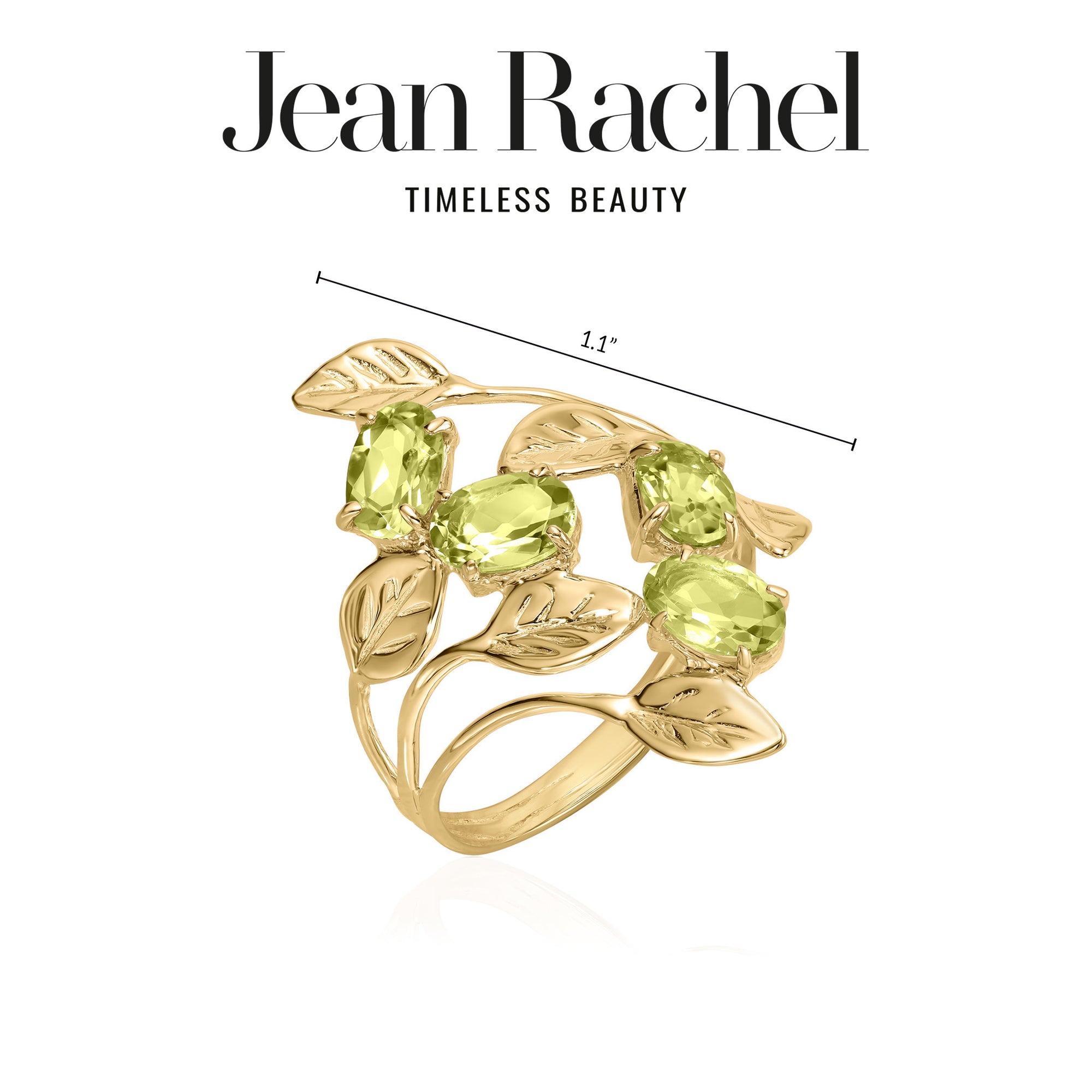 14K Gold Peridot Leaf Ring