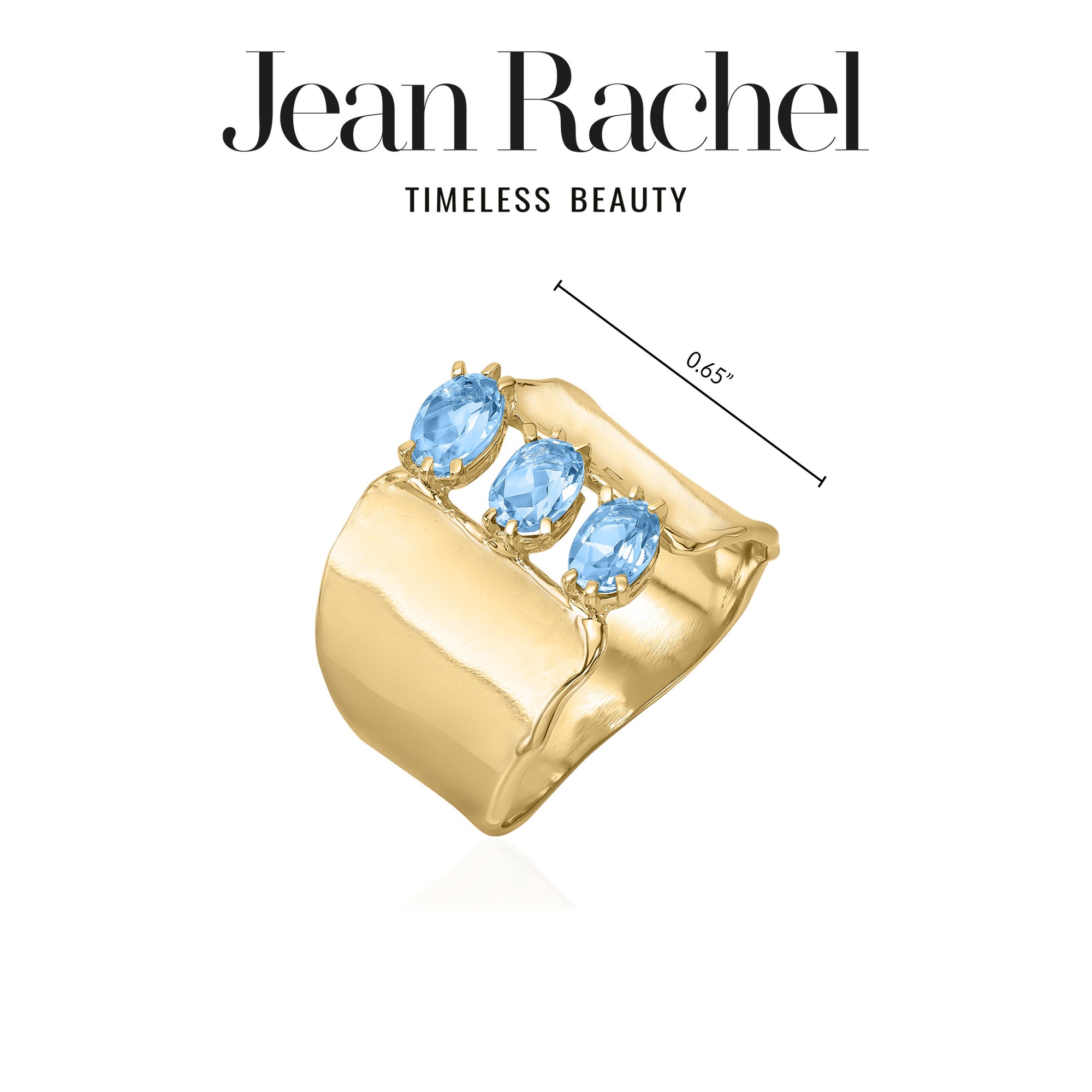 14K Gold Trio Blue Topaz Ring