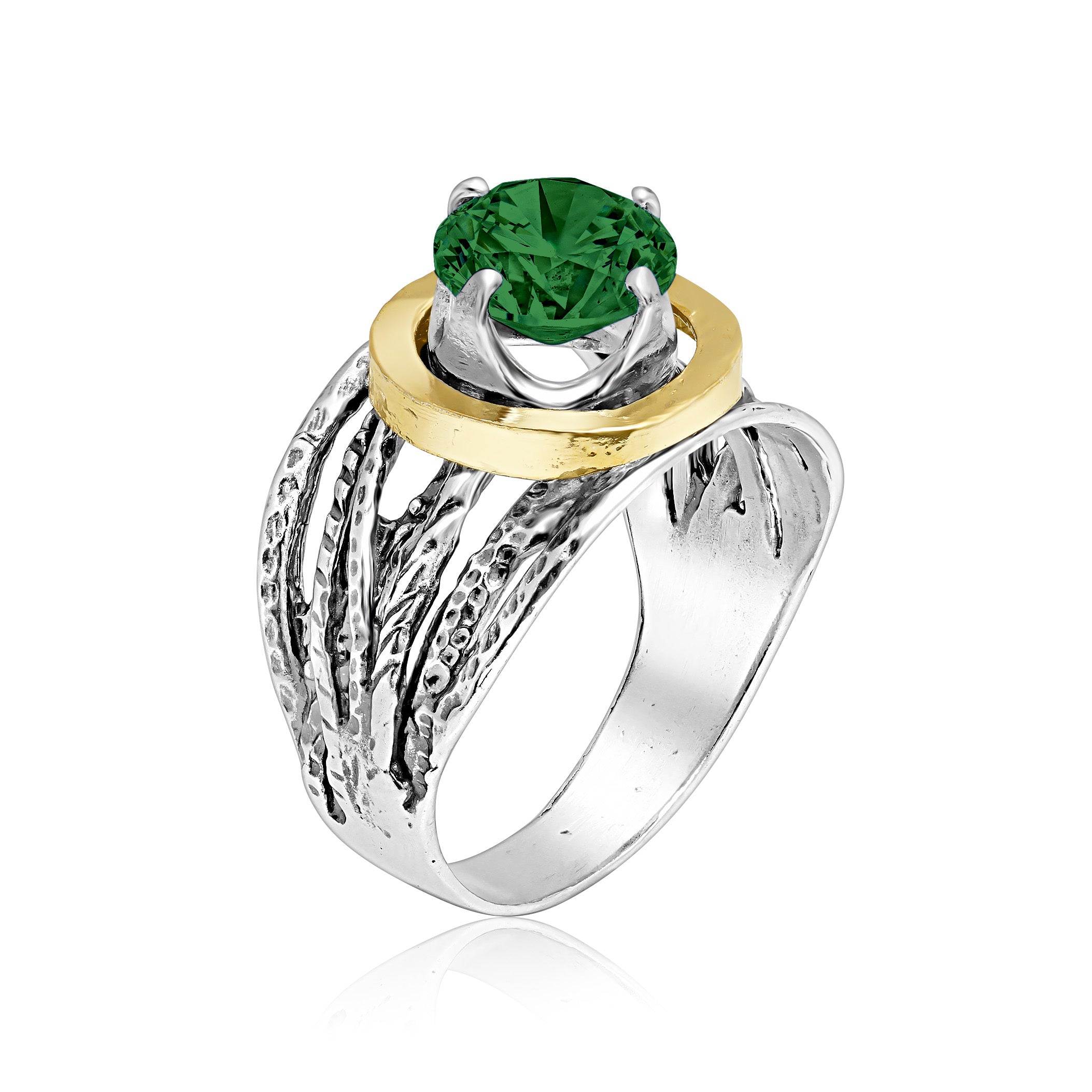 Mixed Metal Emerald CZ Wire Wrap Ring – Jean Rachel Jewelry