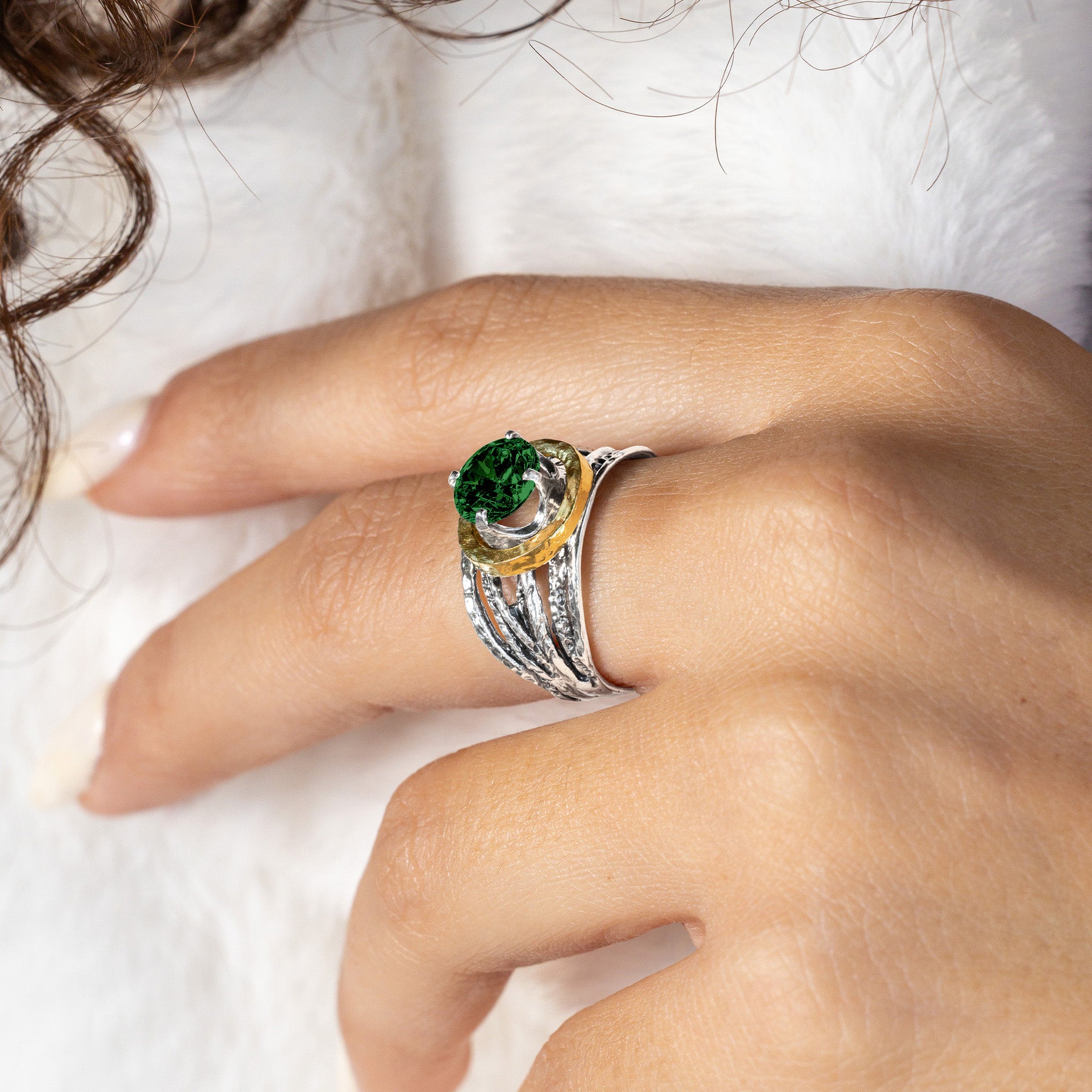 Mixed Metal Emerald CZ Wire Wrap Ring – Jean Rachel Jewelry