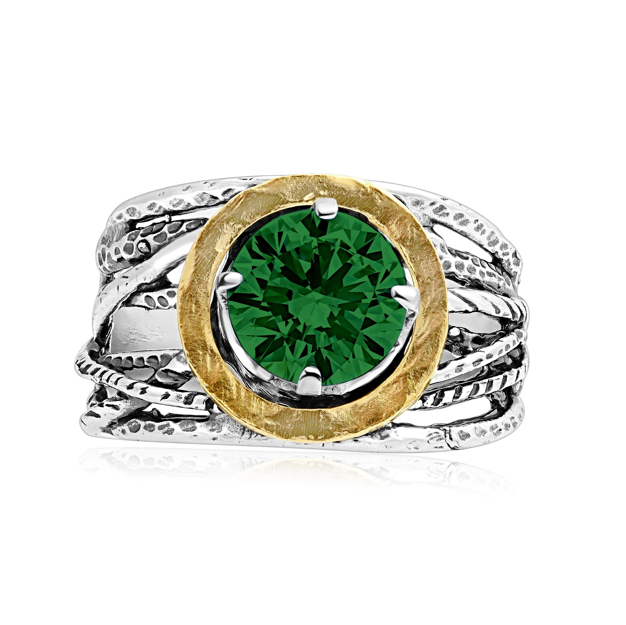 Mixed Metal Emerald CZ Wire Wrap Ring – Jean Rachel Jewelry