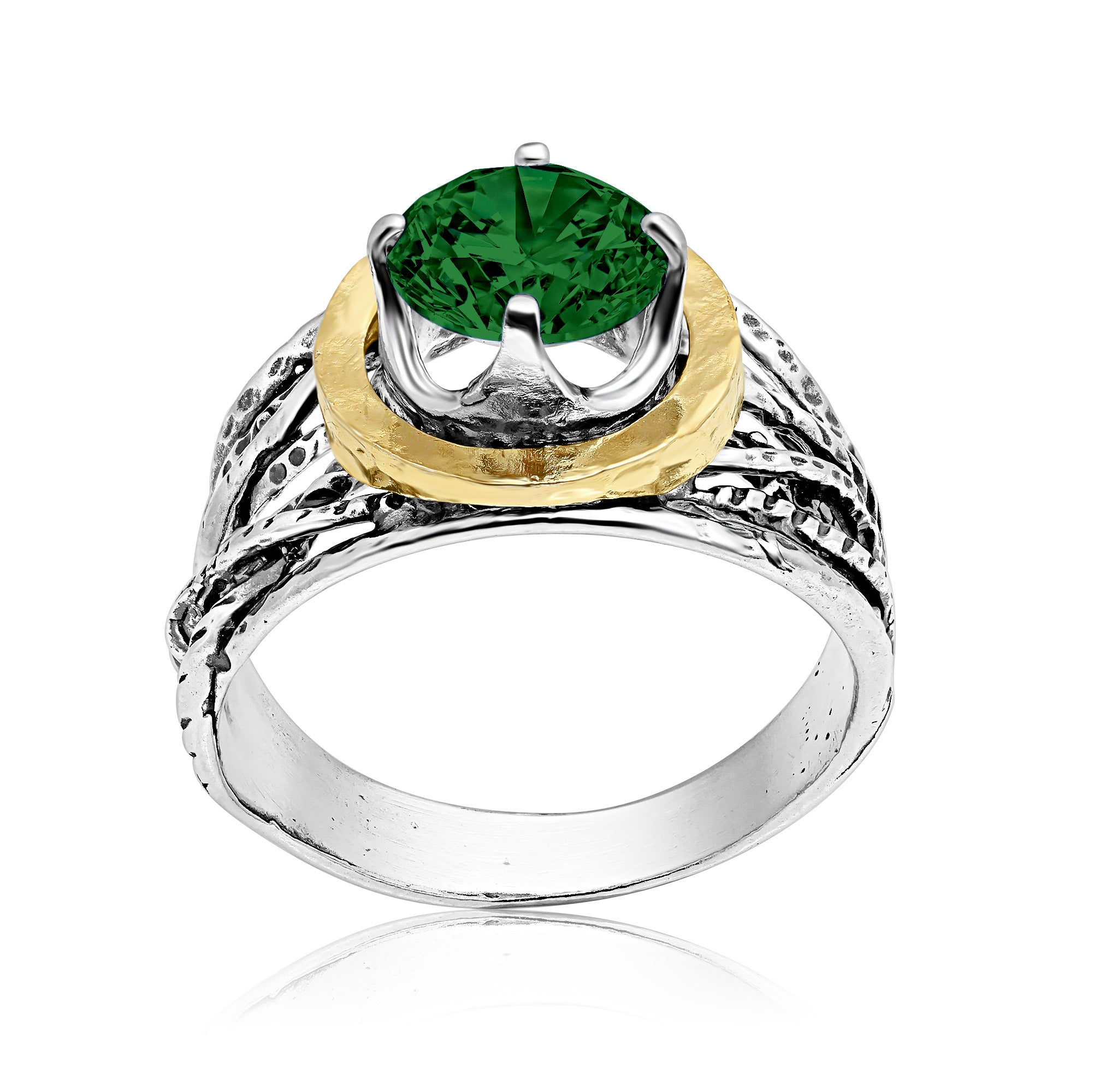 Mixed Metal Emerald CZ Wire Wrap Ring – Jean Rachel Jewelry