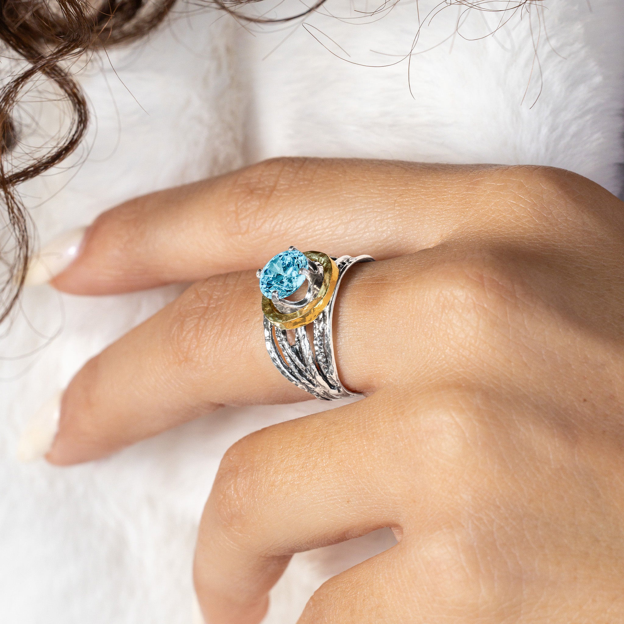 Mixed Metal Aquamarine CZ Wire Wrap Ring – Jean Rachel Jewelry
