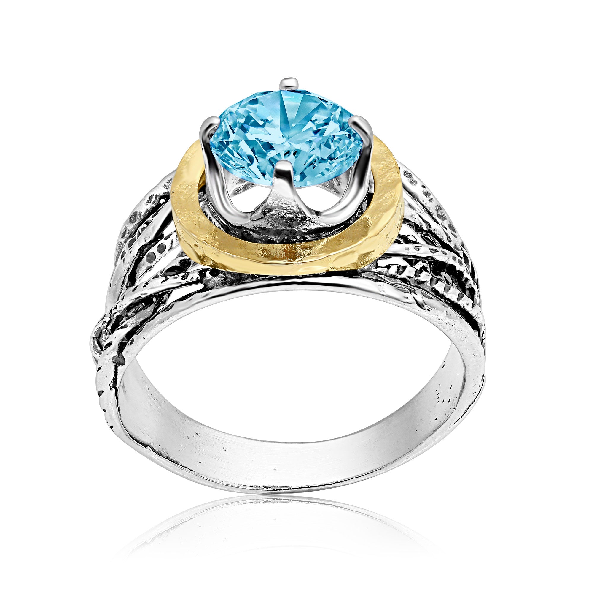 Mixed Metal Aquamarine CZ Wire Wrap Ring – Jean Rachel Jewelry