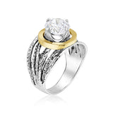 Mixed Metal CZ Wire Wrap Ring