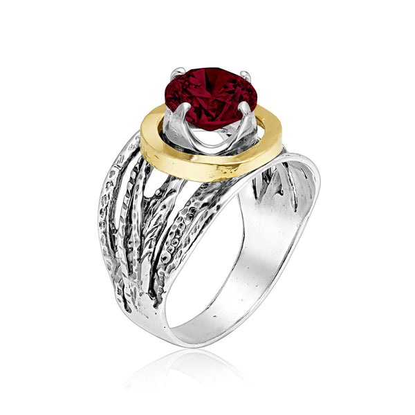 『GANG×gal RING SV』 Mixed Metal Garnet CZ Wire Wrap Ring – Jean Rachel Jewelry