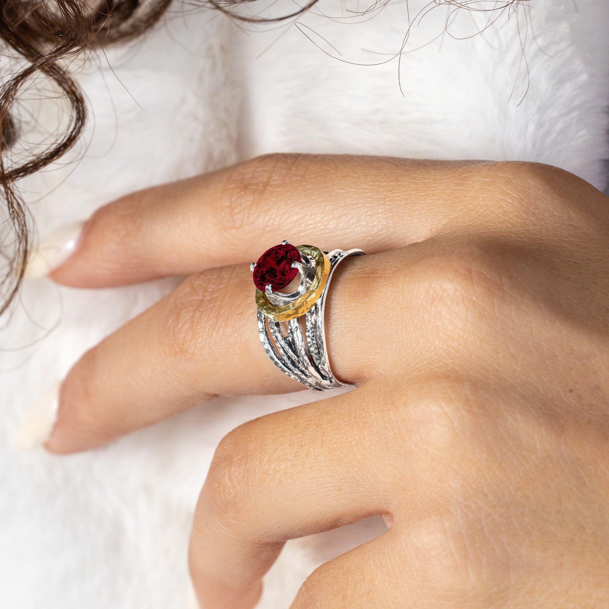 Mixed Metal Garnet CZ Wire Wrap Ring – Jean Rachel Jewelry