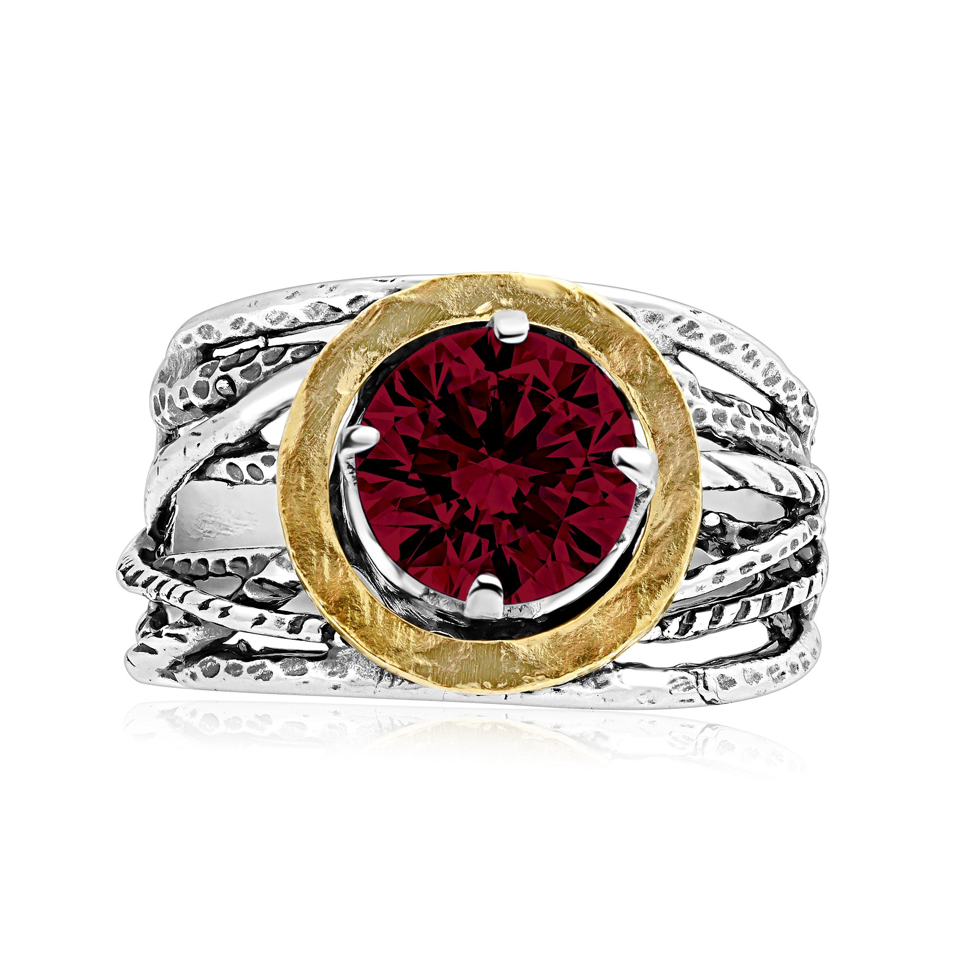 Mixed Metal Garnet CZ Wire Wrap Ring – Jean Rachel Jewelry