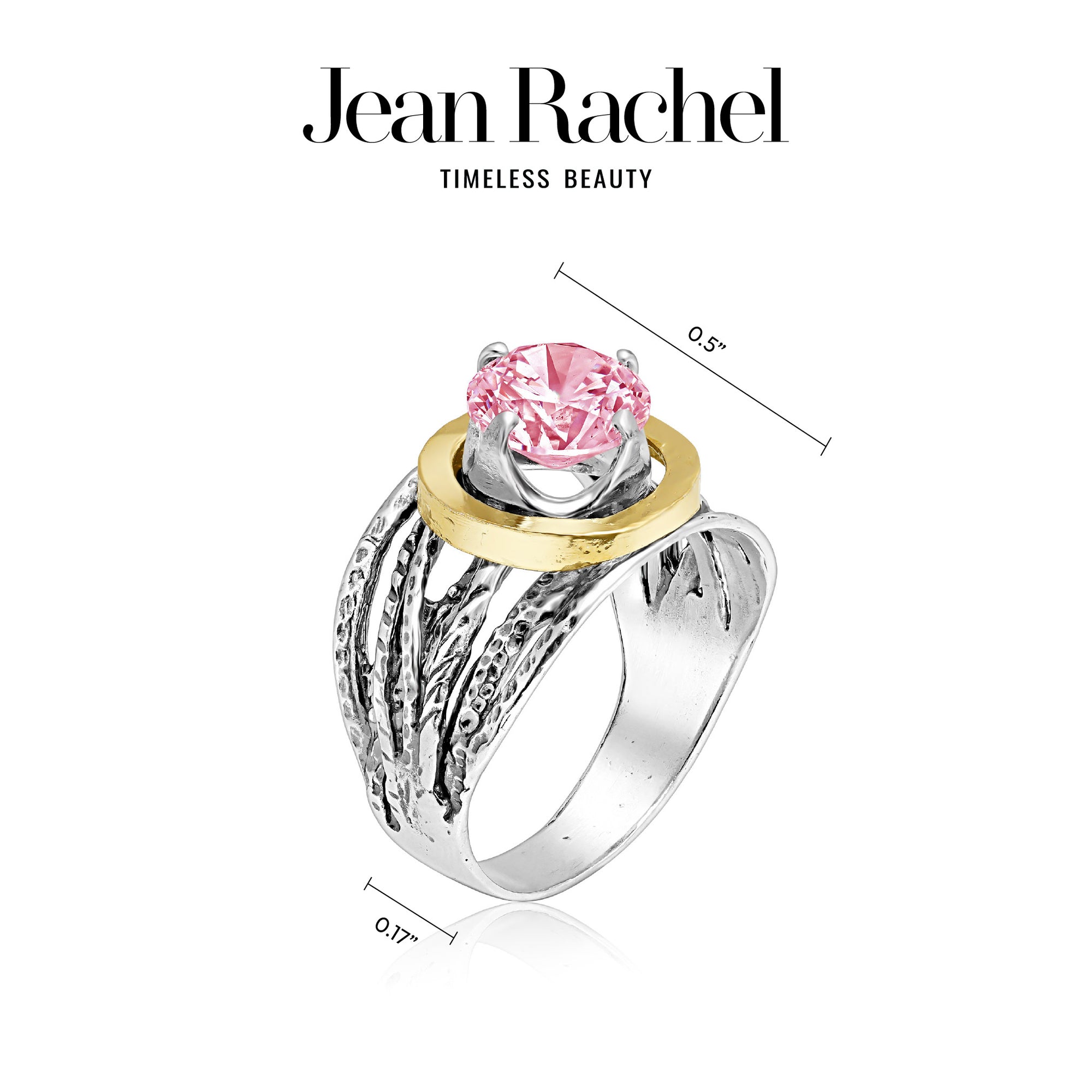 Mixed Metal Pink CZ Wire Wrap Ring