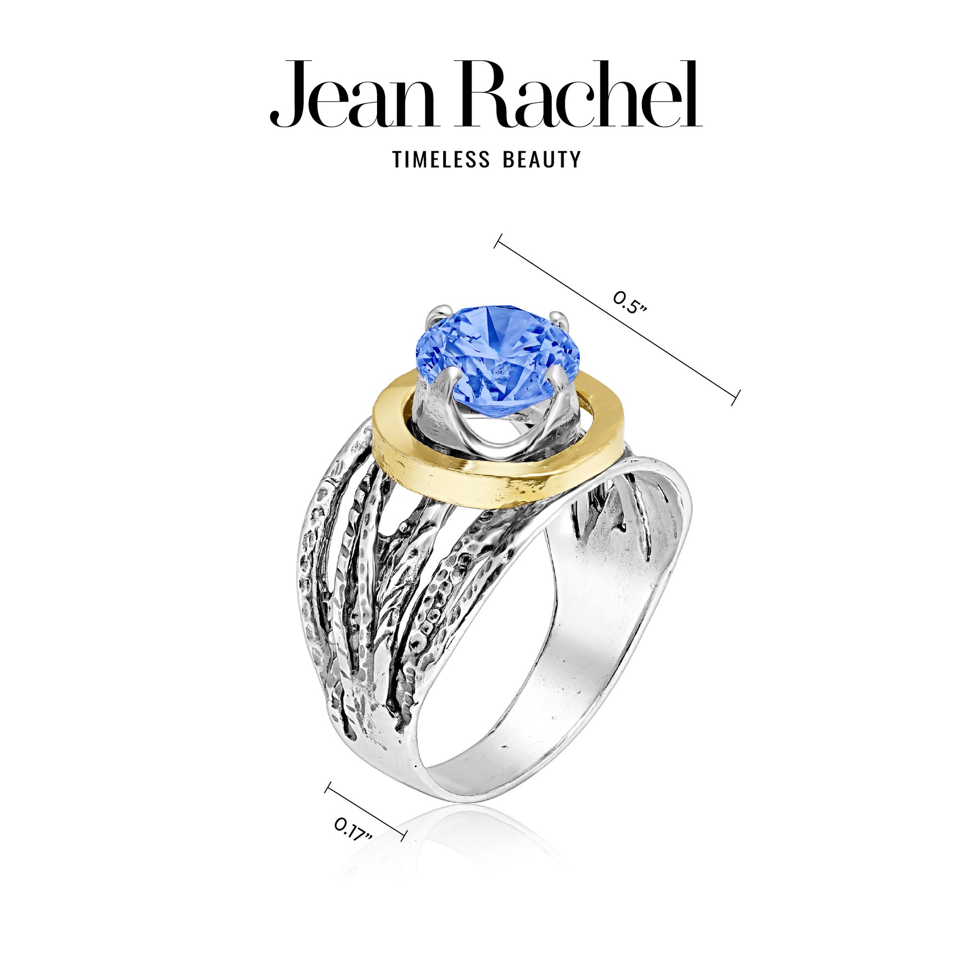 Mixed Metal Tanzanite CZ Wire Wrap Ring