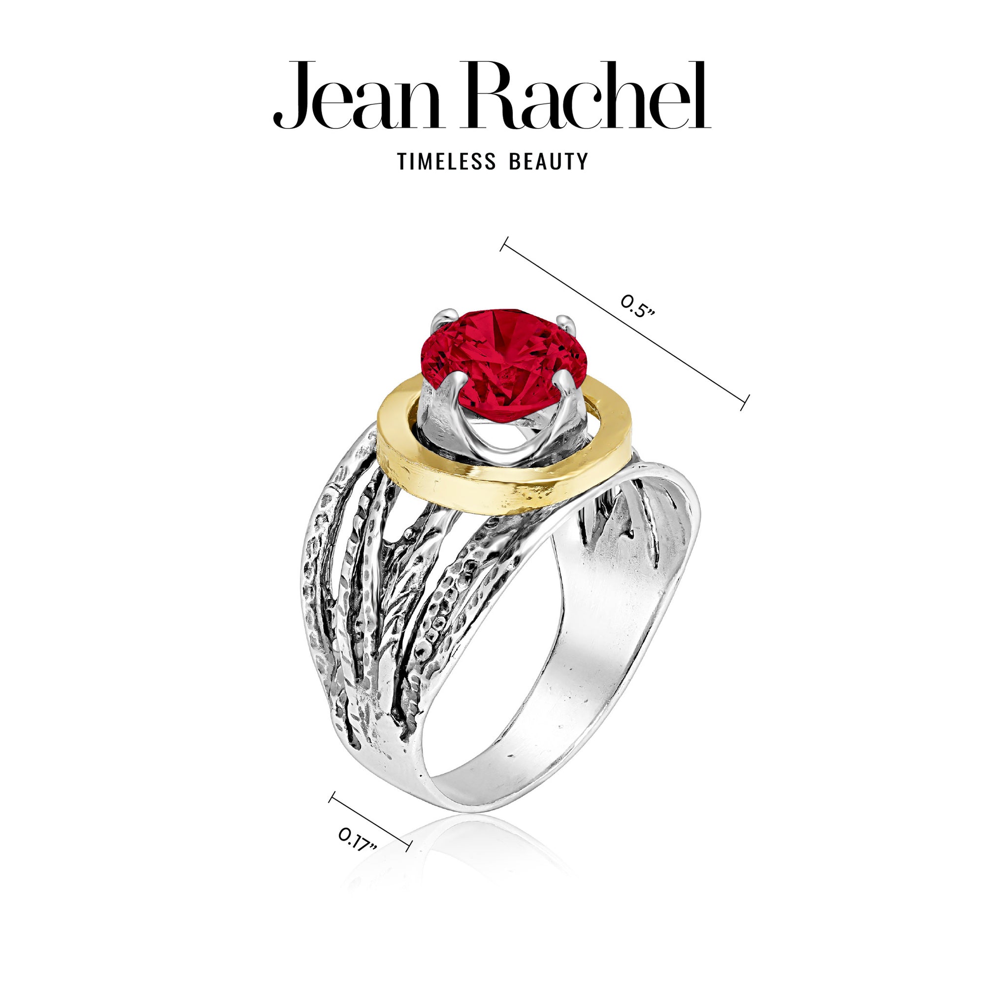 Mixed Metal Ruby CZ Wire Wrap Ring