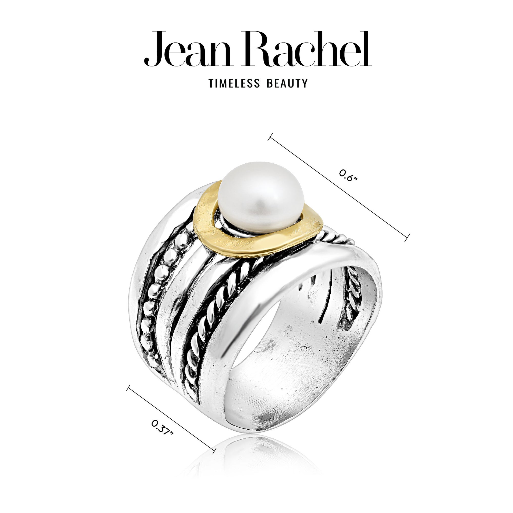 Mixed Metal Pearl Rope Bead Ring