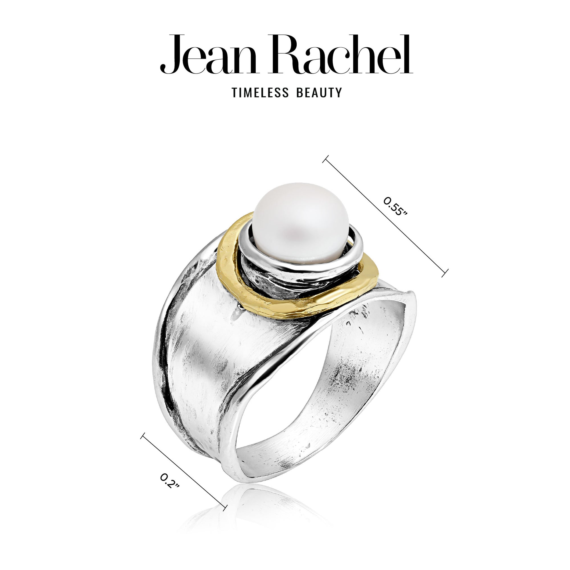 Mixed Metal Pearl Hammered Ring
