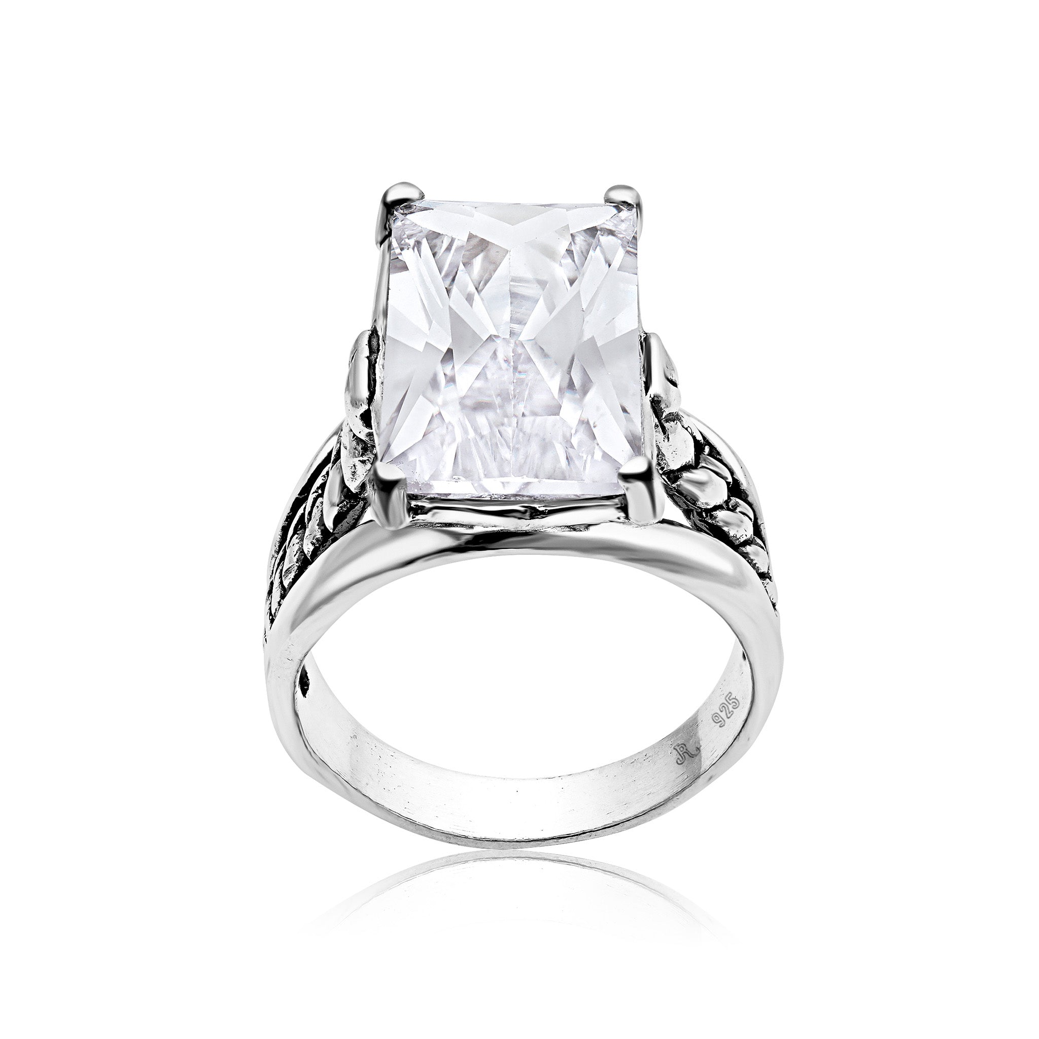 Sterling Silver Baguette CZ Curb Chain Ring – Jean Rachel