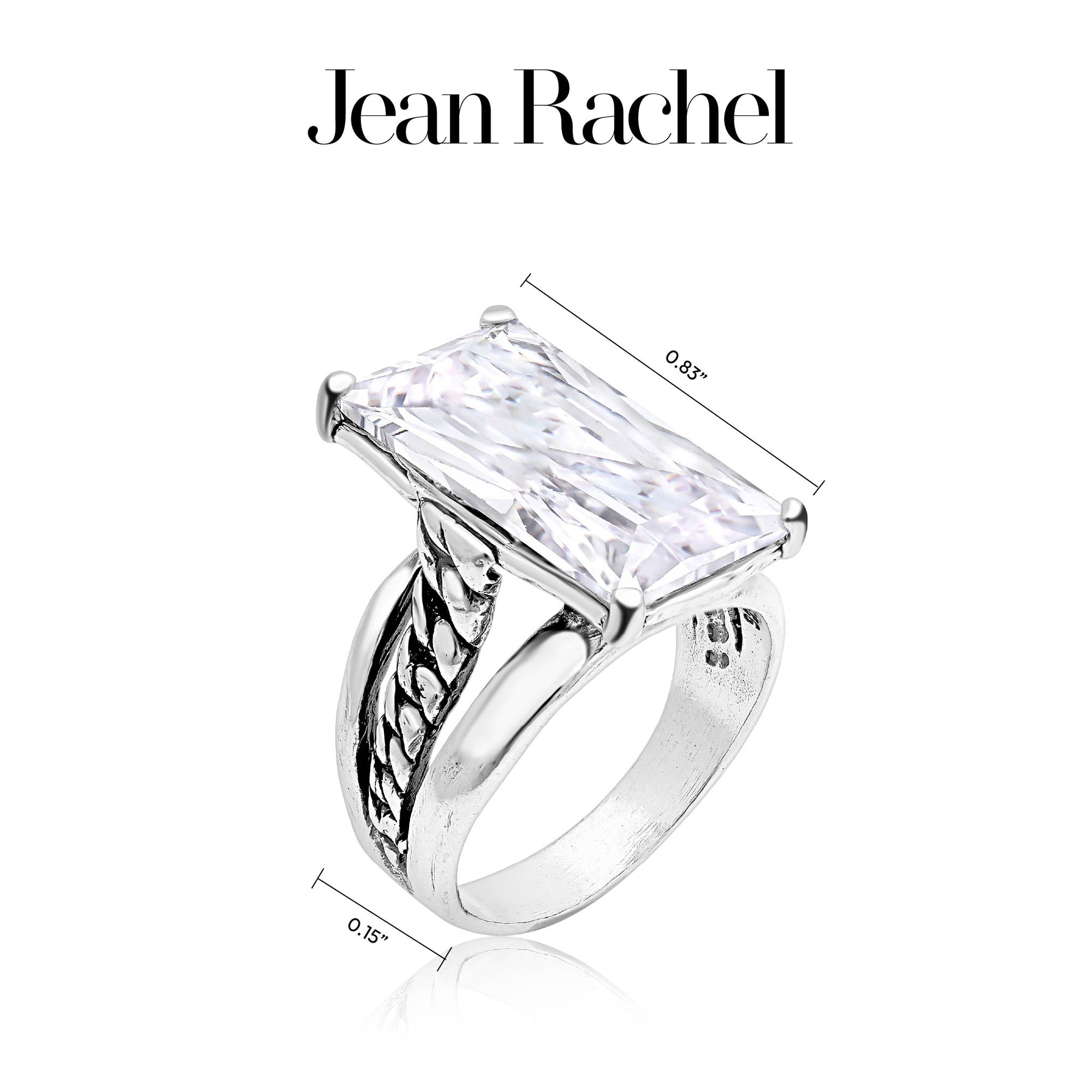 Sterling Silver Baguette CZ Curb Chain Ring