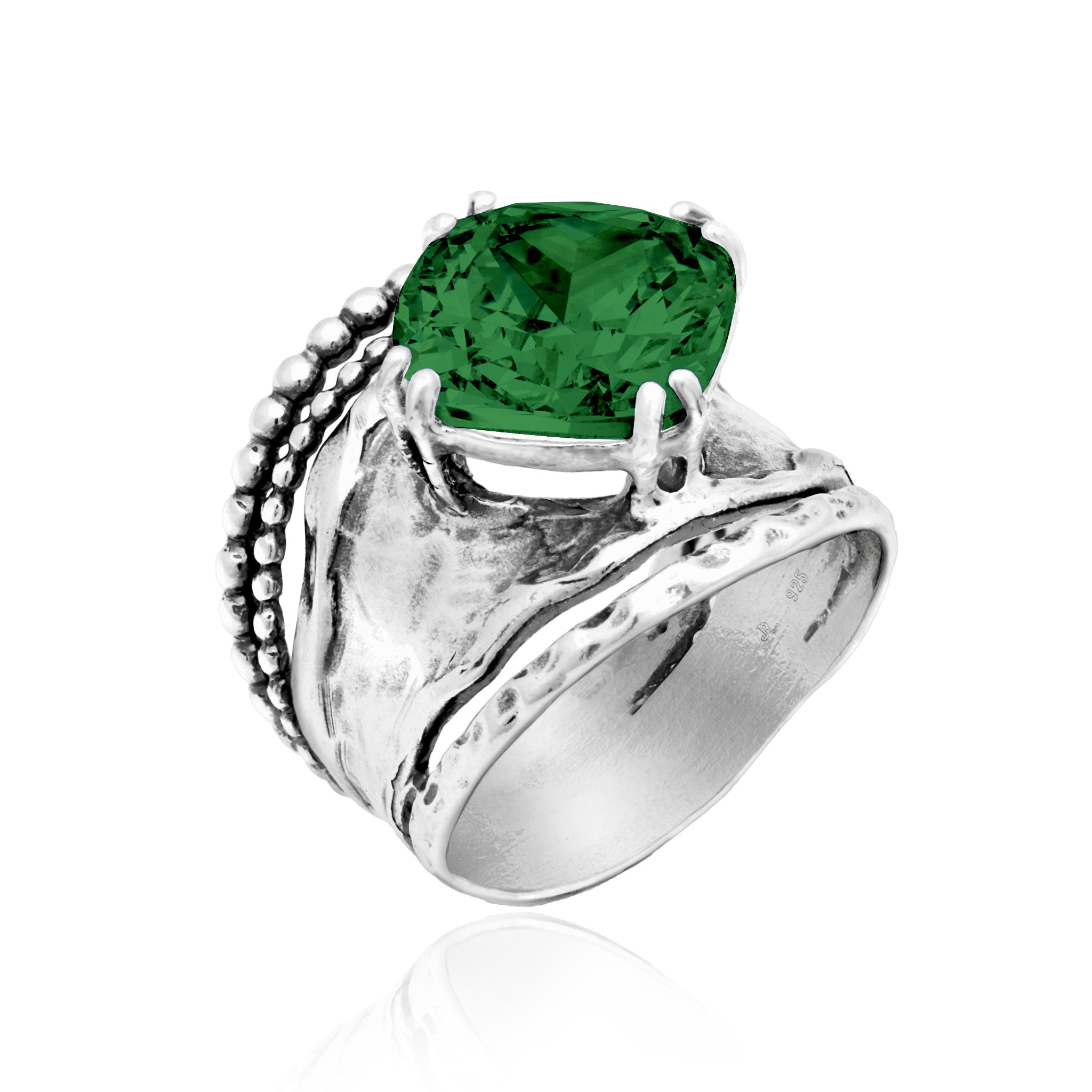 Bold Sterling Silver Emerald CZ Ring – Jean Rachel Jewelry
