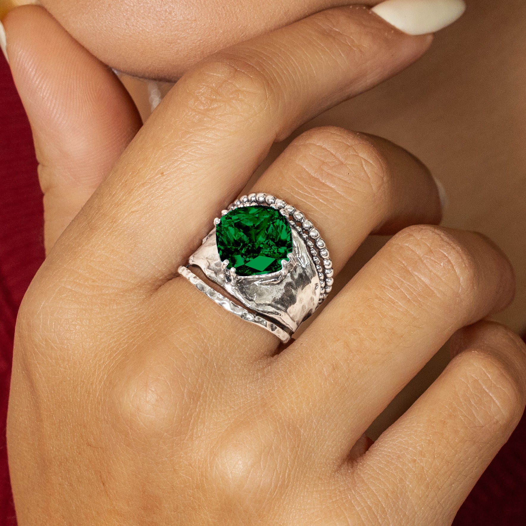 Bold Sterling Silver Emerald CZ Ring – Jean Rachel Jewelry