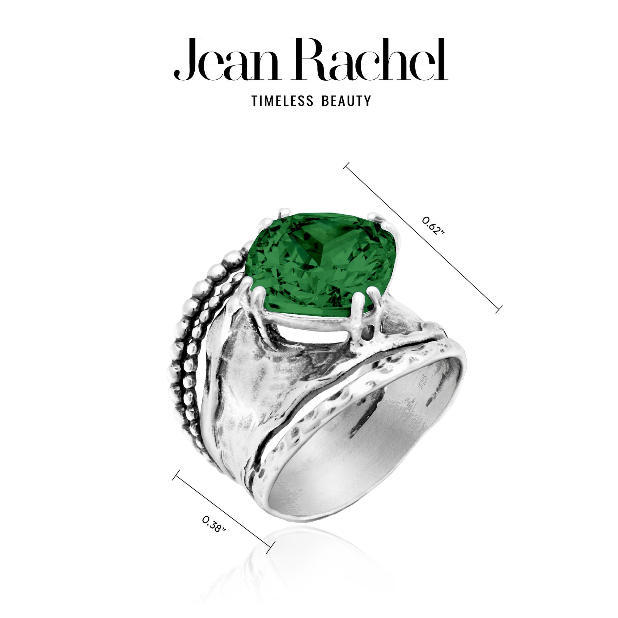 Bold Sterling Silver Emerald CZ Ring