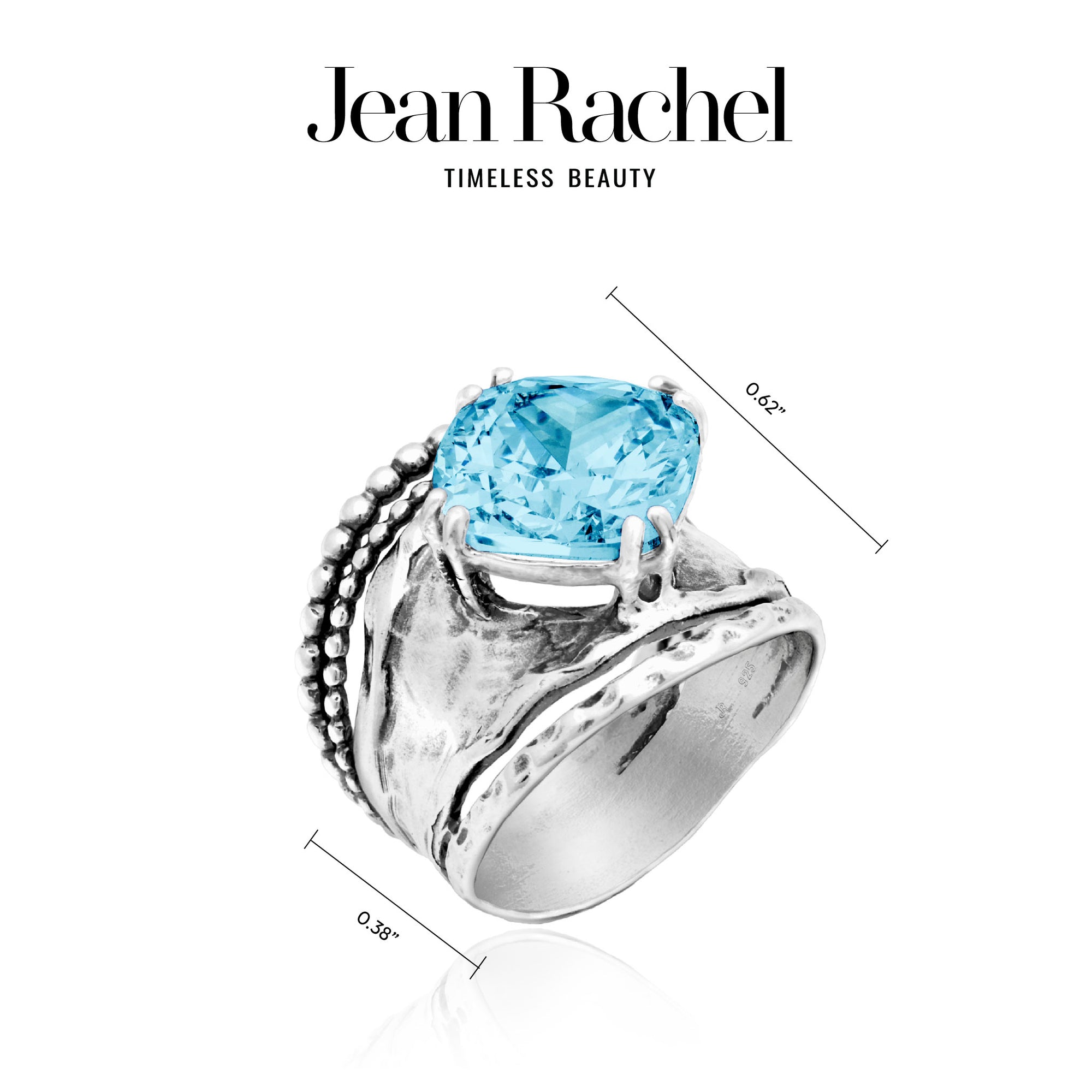 Bold Sterling Silver Aquamarine CZ Ring