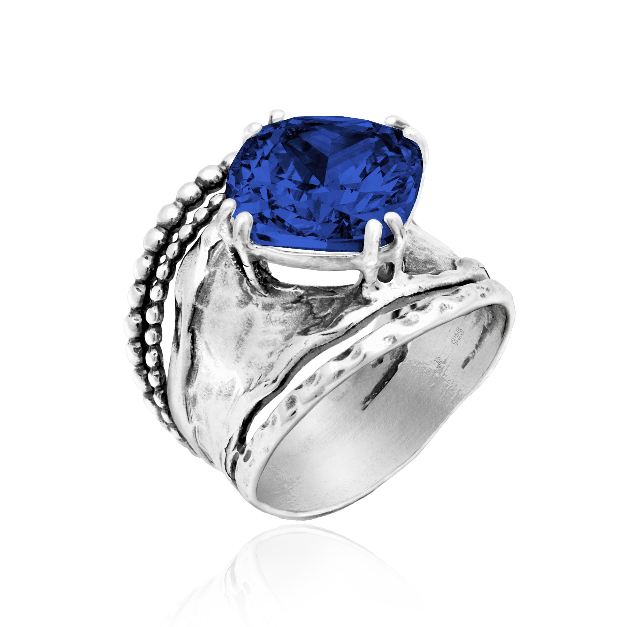 Bold Sterling Silver Sapphire CZ Ring – Jean Rachel Jewelry