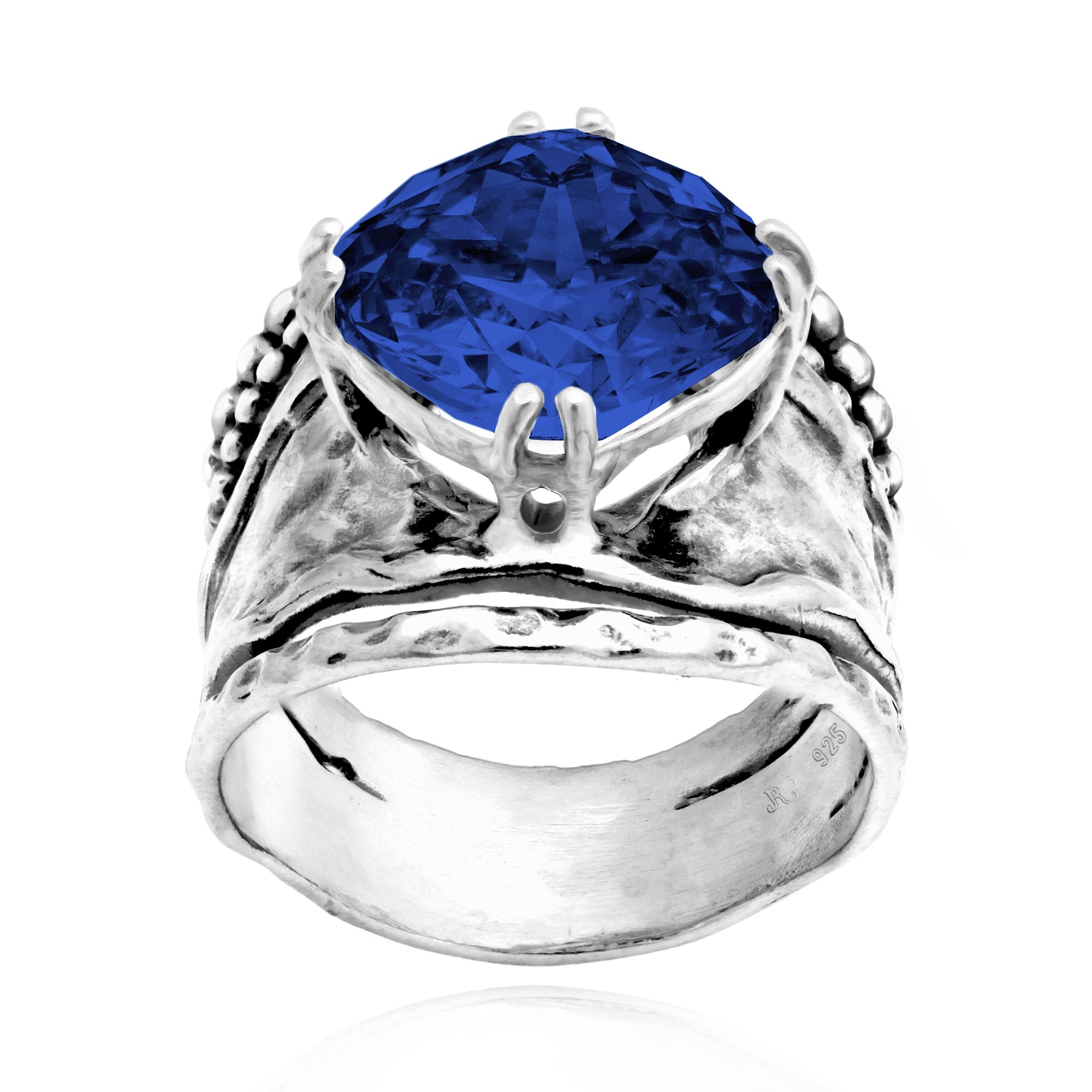 Bold Sterling Silver Sapphire CZ Ring