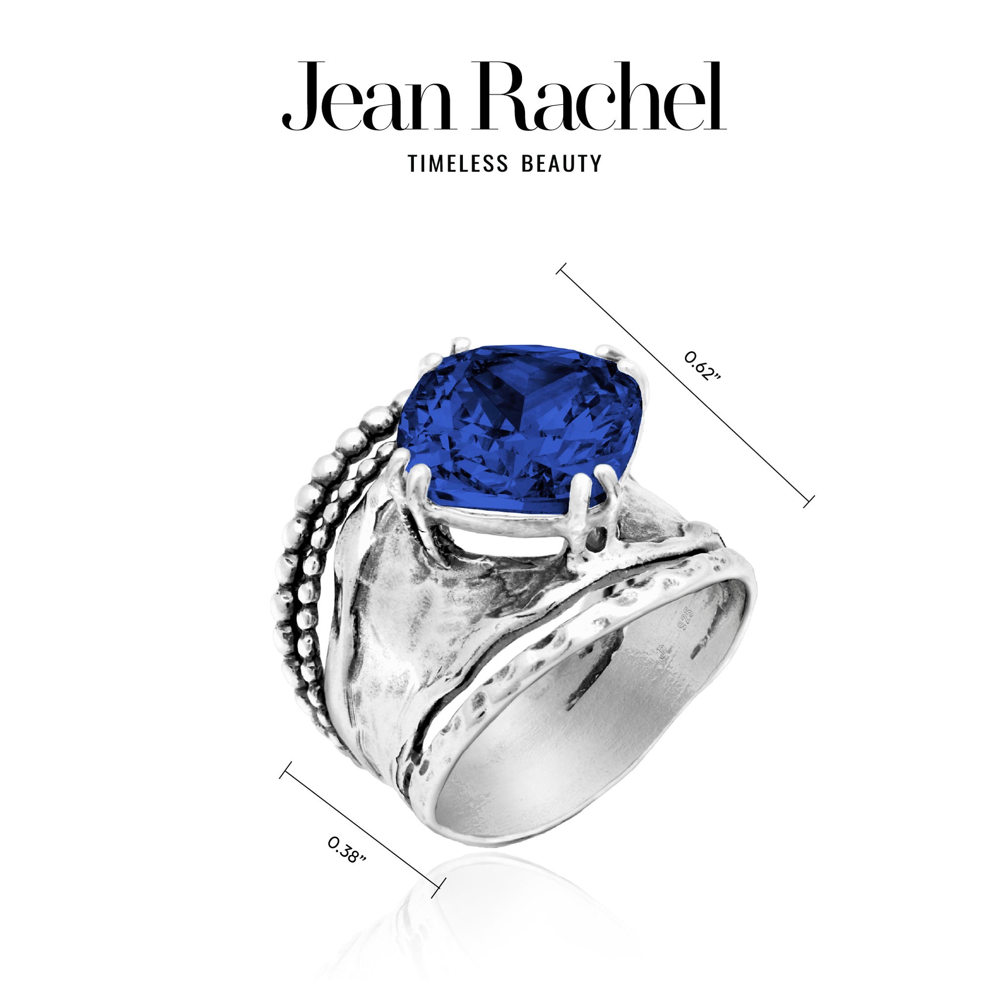 Bold Sterling Silver Sapphire CZ Ring