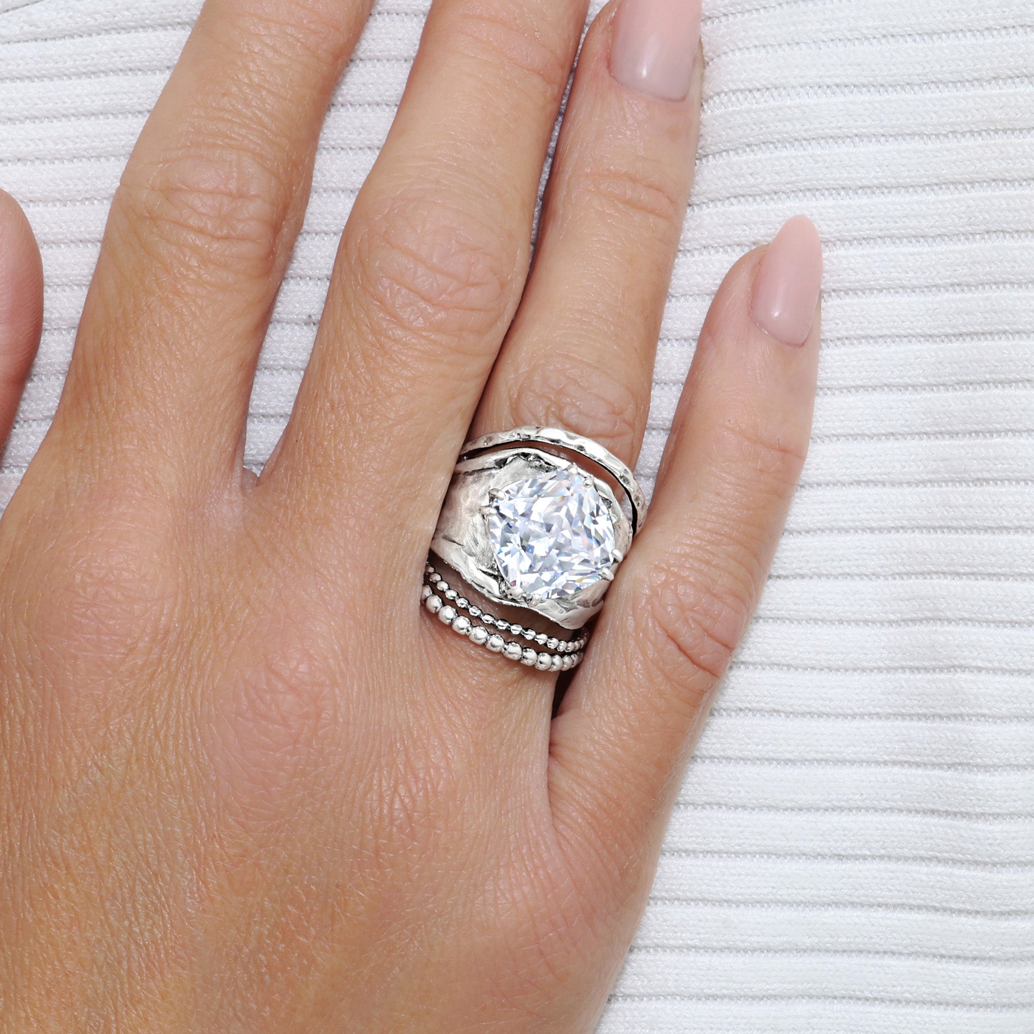 Bold Sterling Silver CZ Ring – Jean Rachel Jewelry