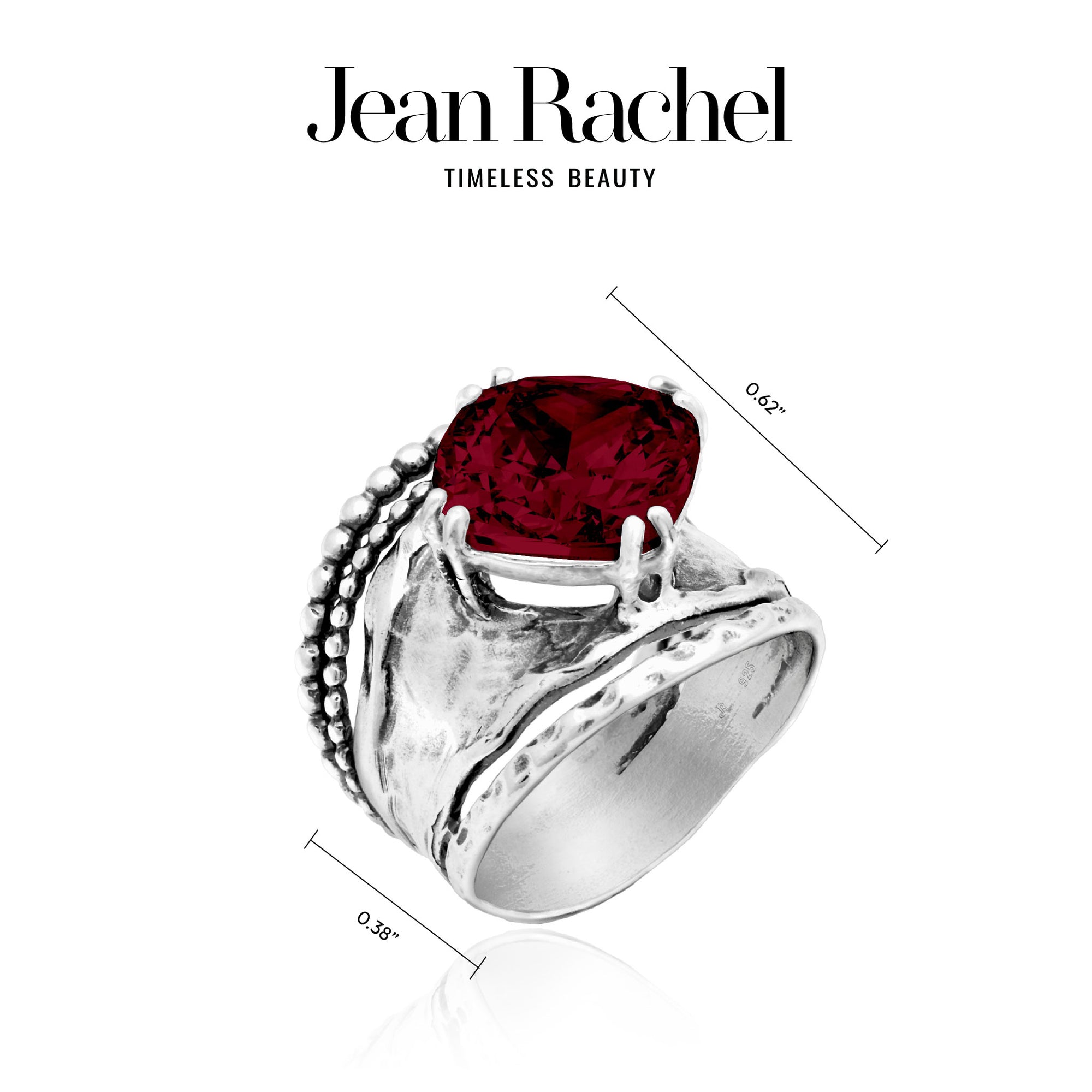 Bold Sterling Silver Garnet CZ Ring