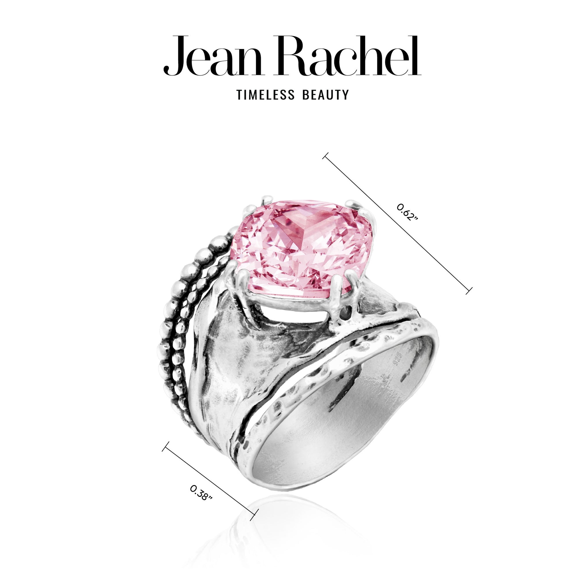 Bold Sterling Silver Pink CZ Ring