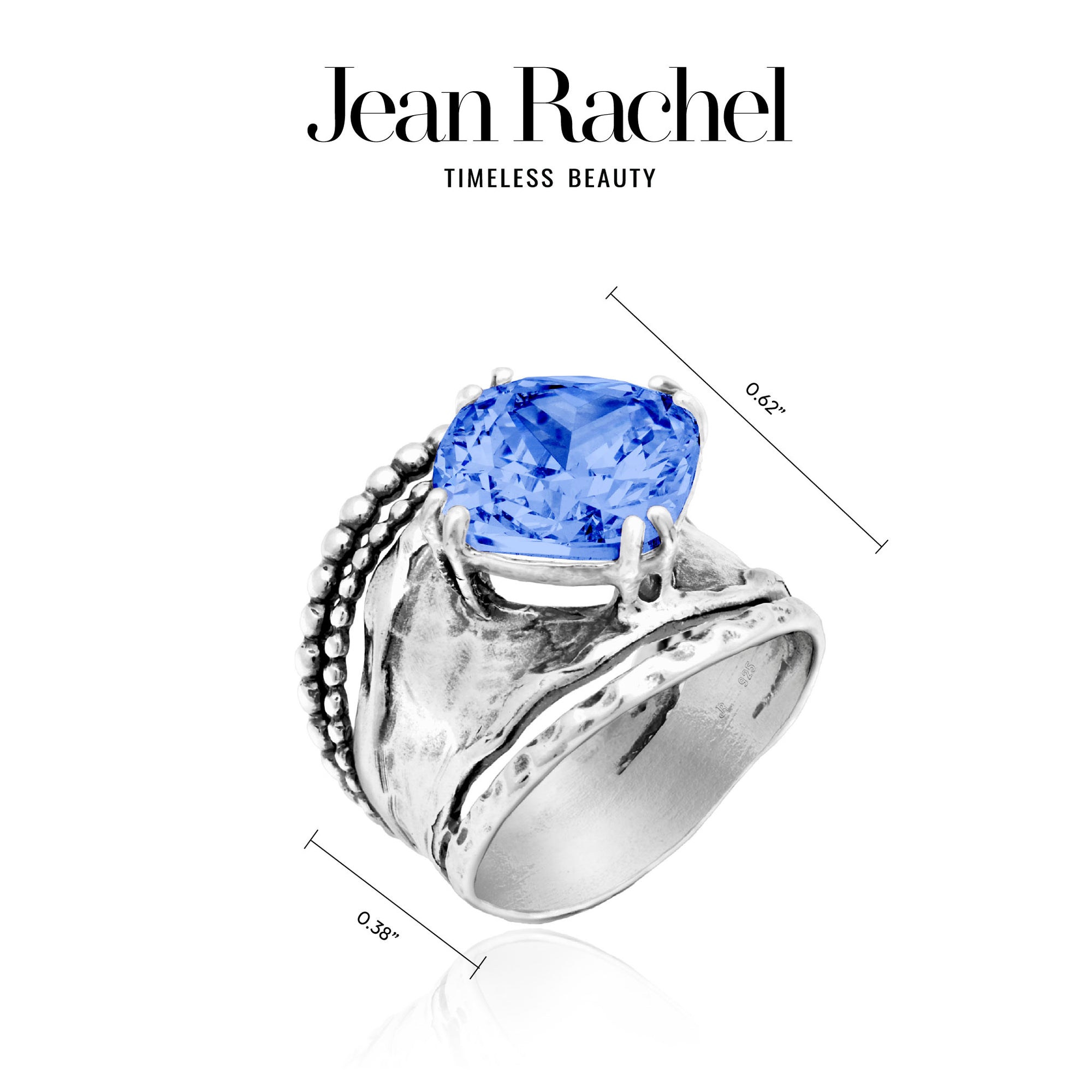 Bold Sterling Silver Tanzanite CZ Ring