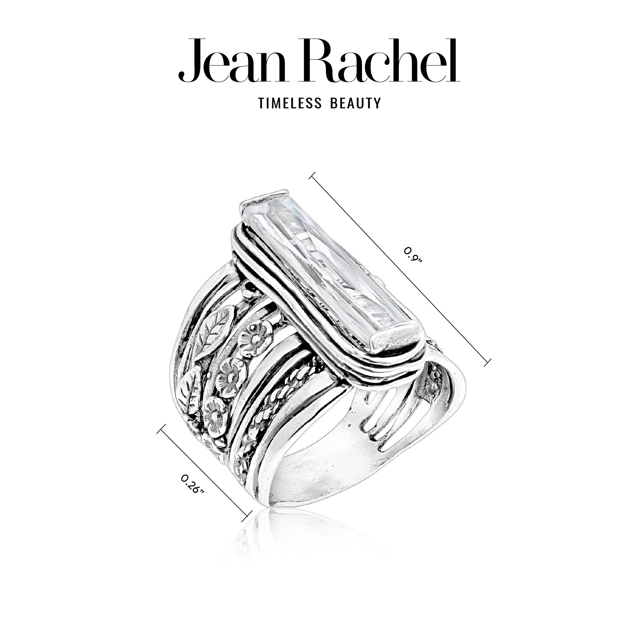 Sterling Silver Baguette CZ Floral Ring – Jean Rachel Jewelry