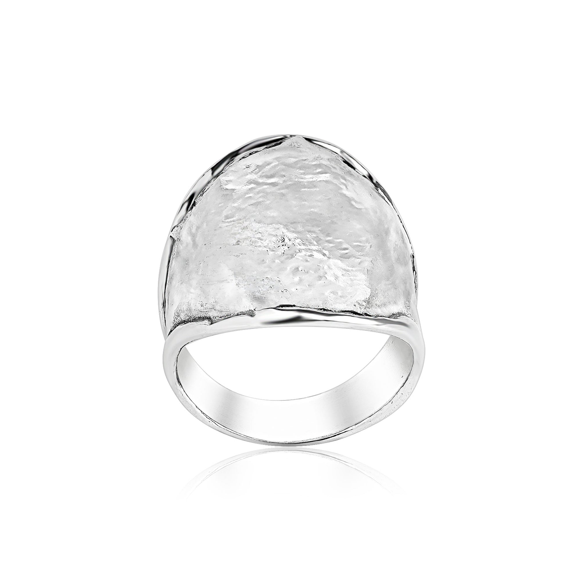 Anello largo in argento sterling martellato 