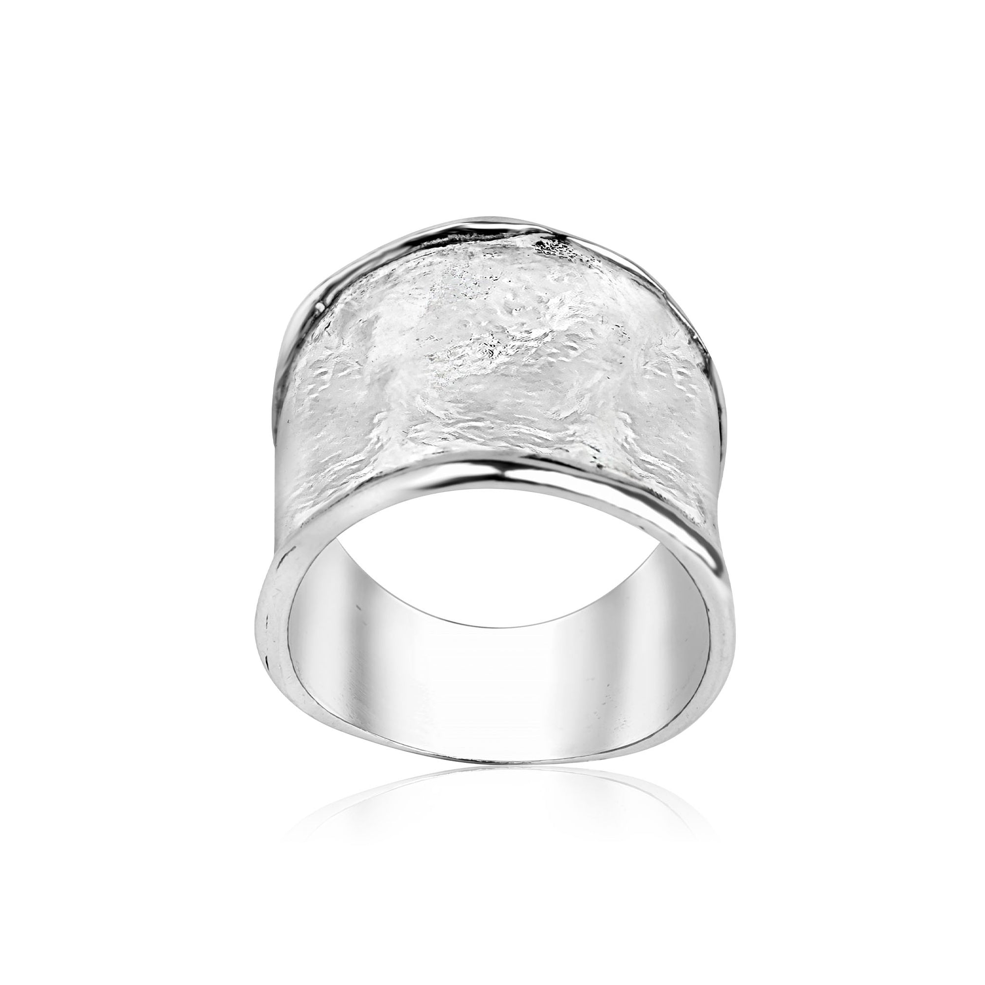 Anello largo in argento sterling martellato 