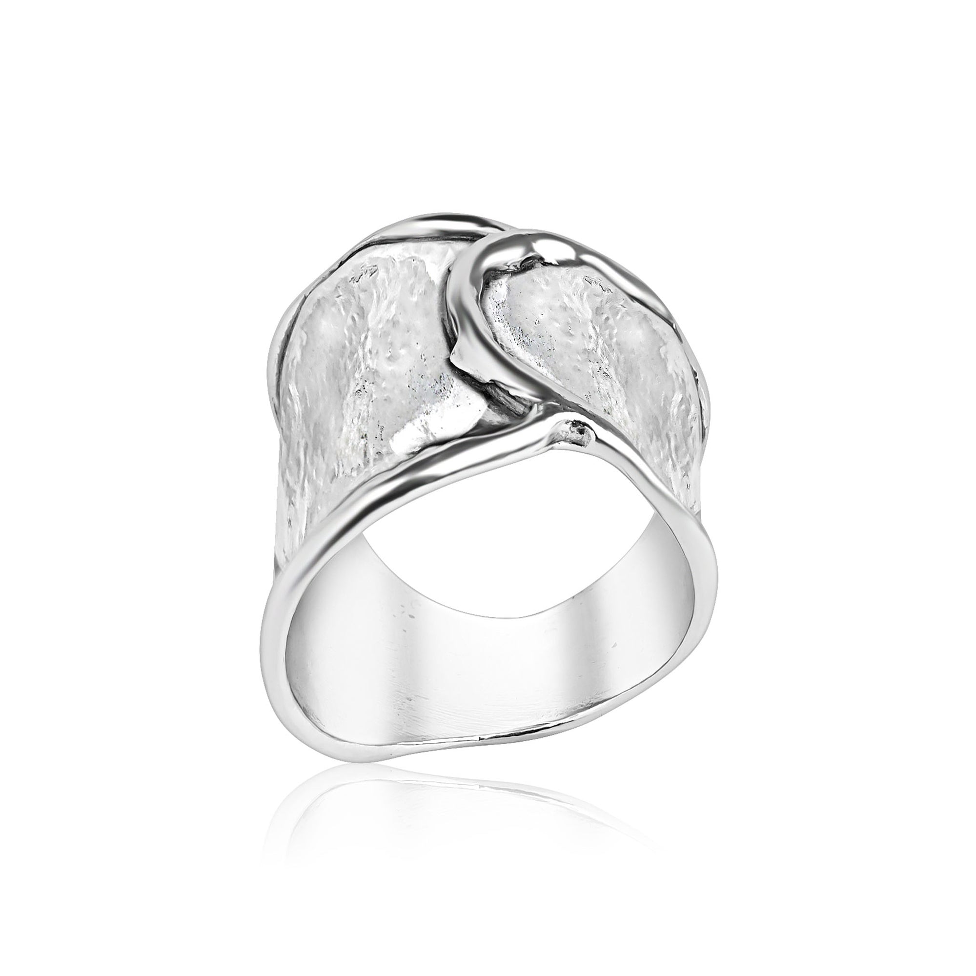 Anello largo in argento sterling martellato 