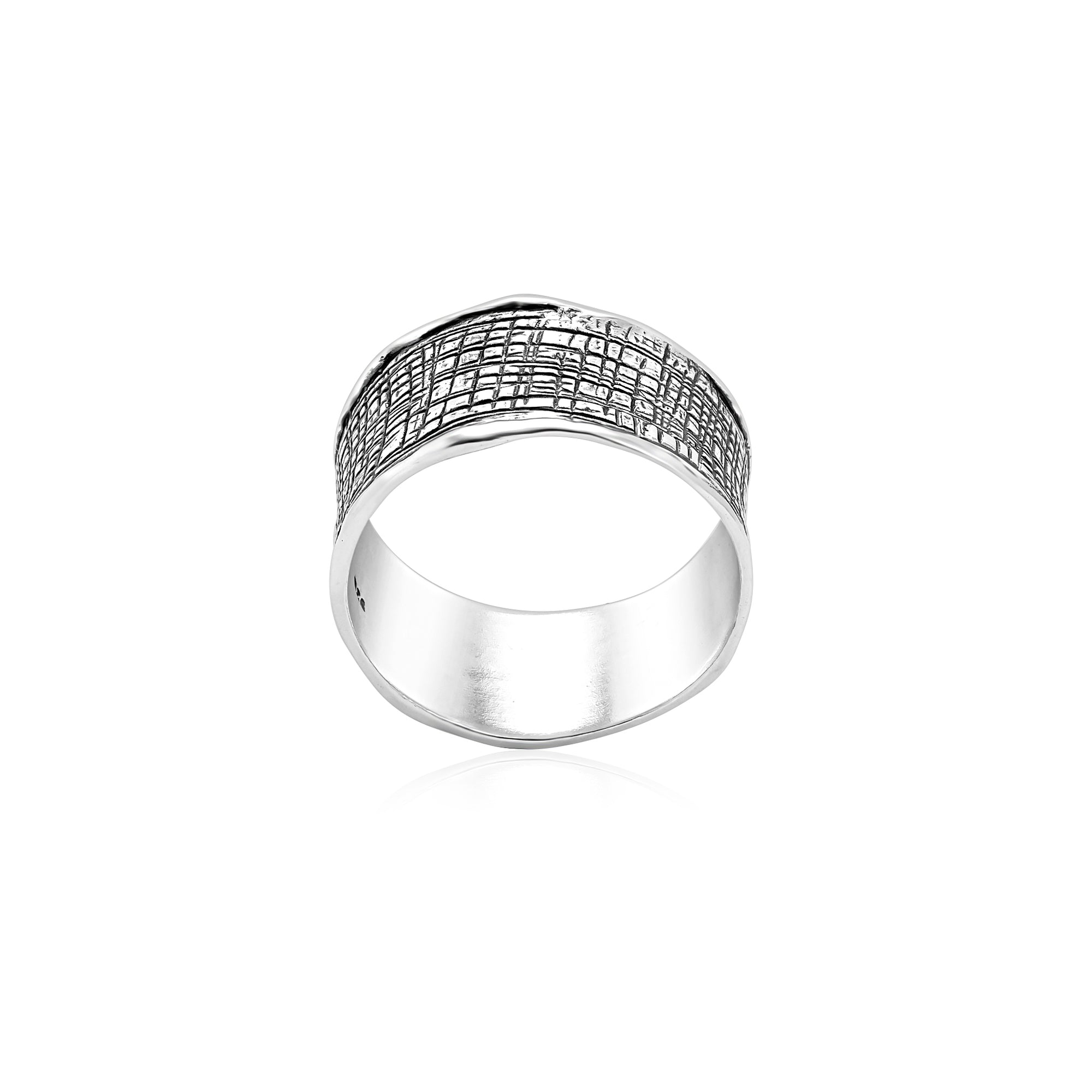 Sterling Silver Crosshatch Band