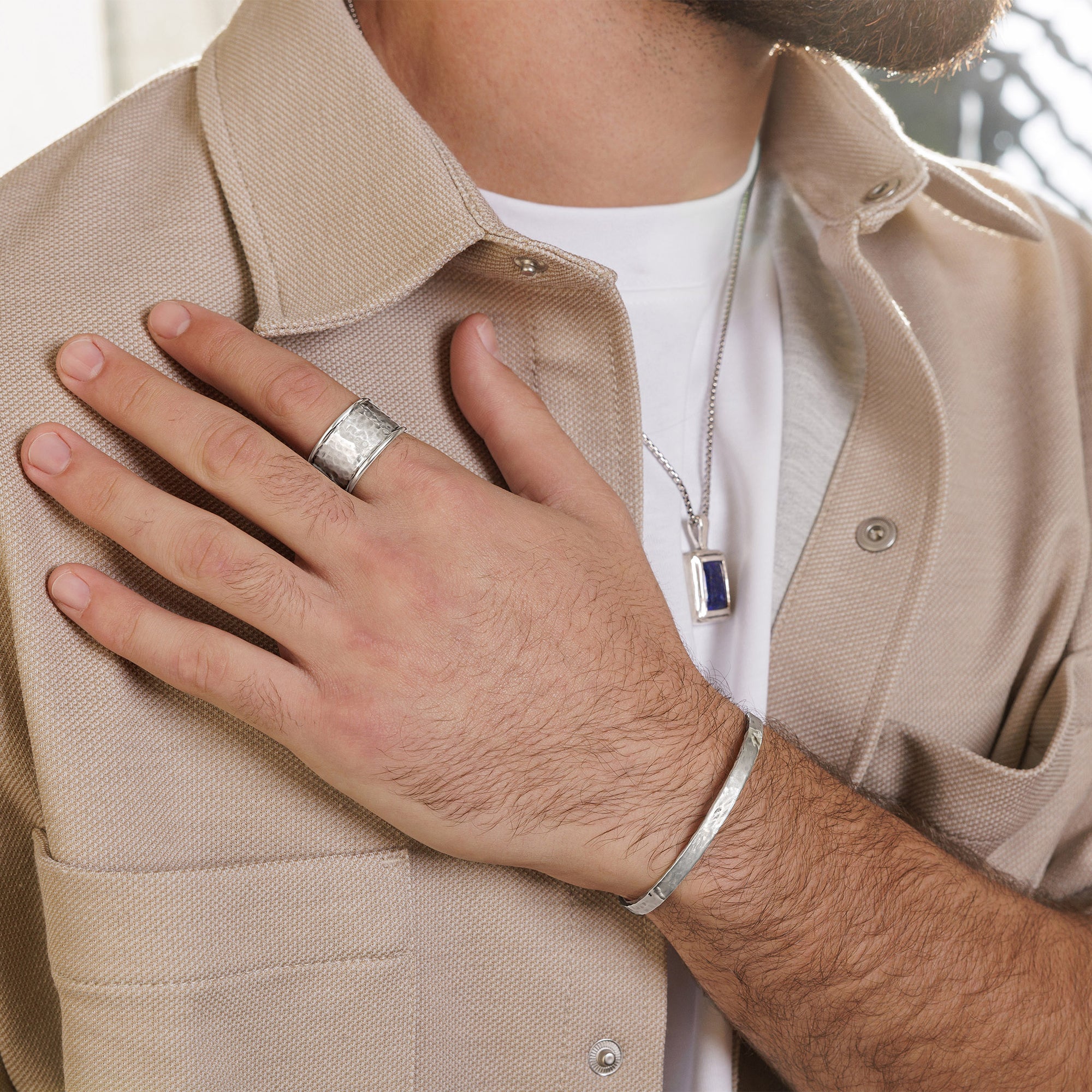 Sterling Silver Hammered Band